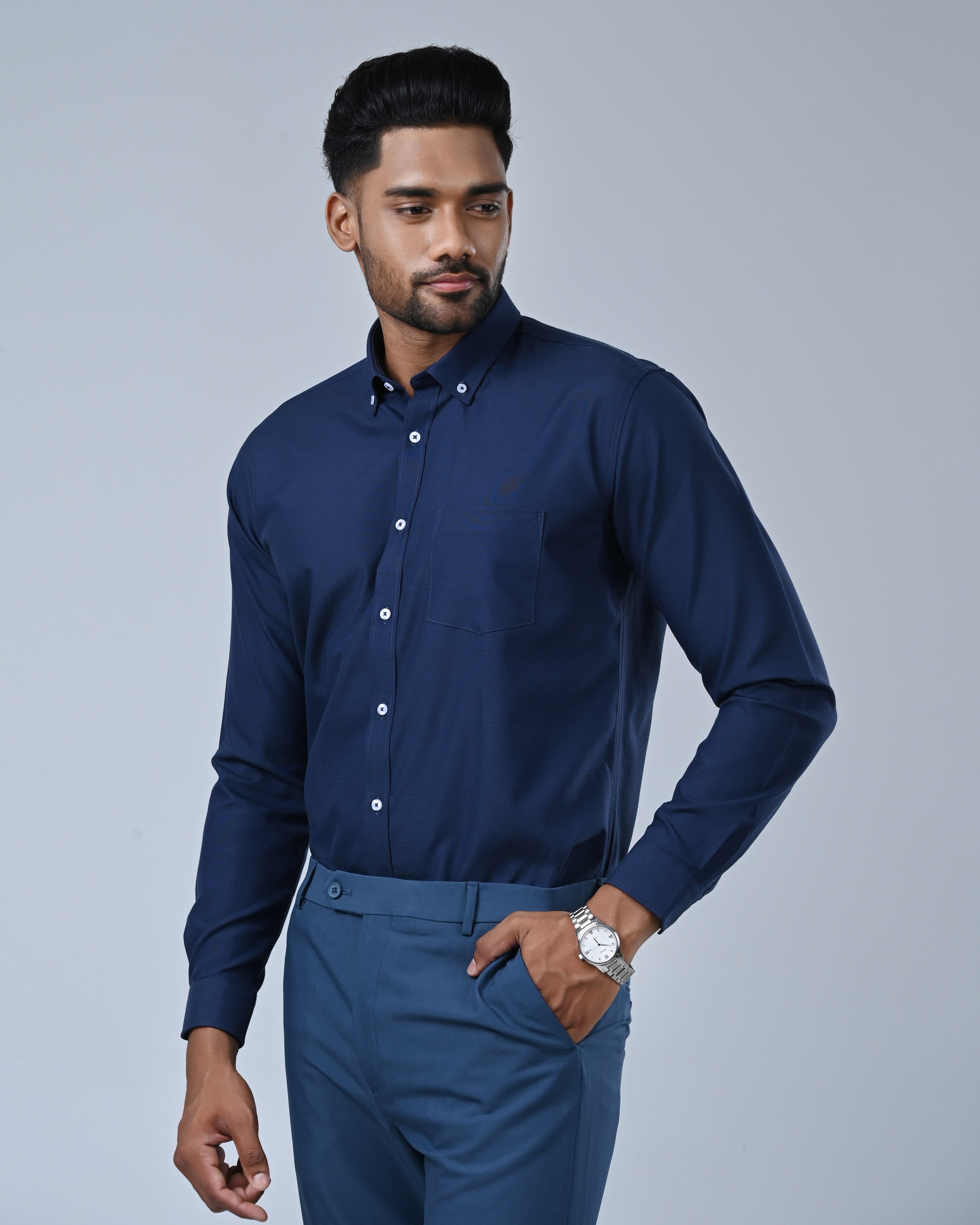 Vantage Men’s Business Shirt – Polycotton Slim Fit Long Sleeve
