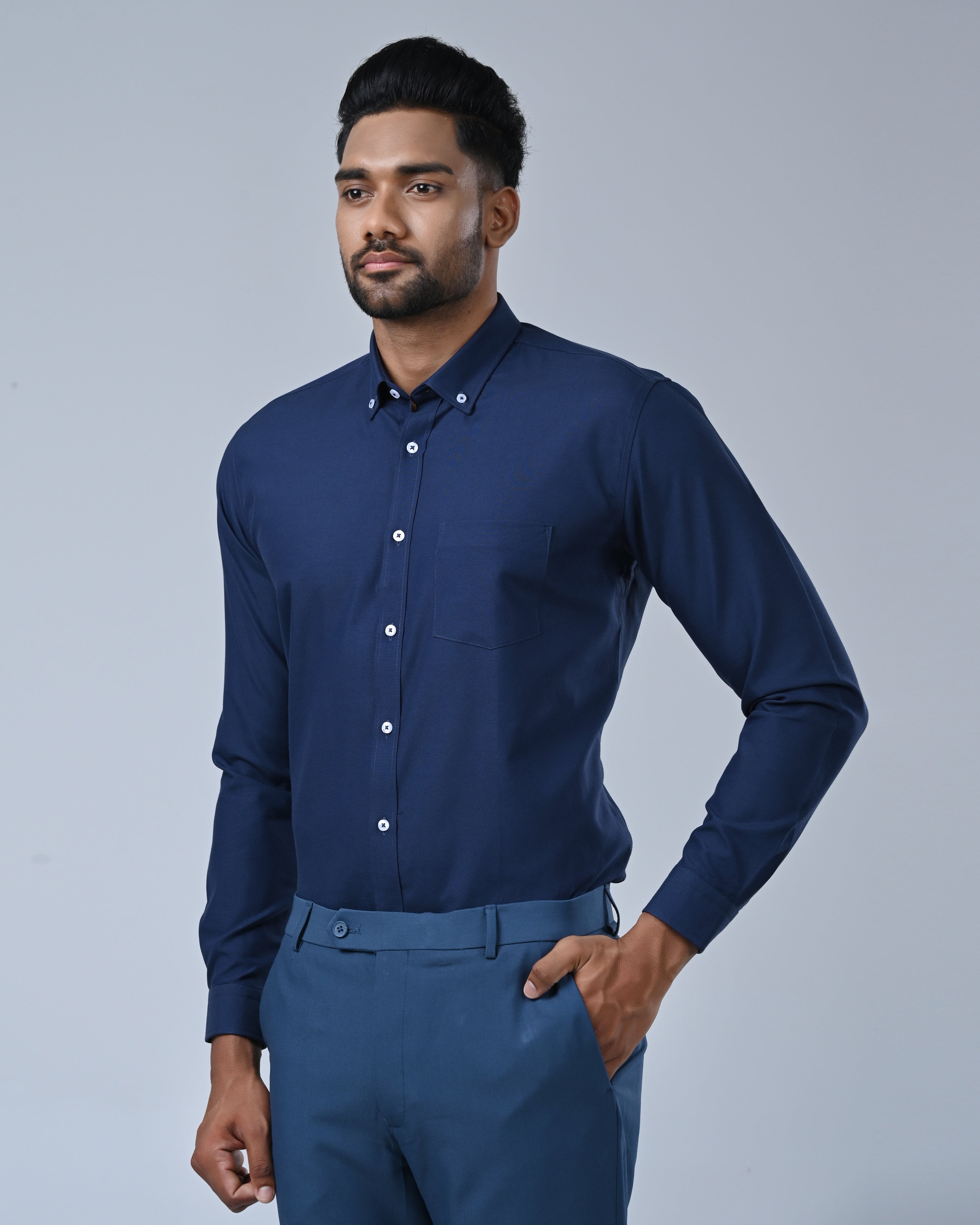 Vantage Men’s Business Shirt – Polycotton Slim Fit Long Sleeve