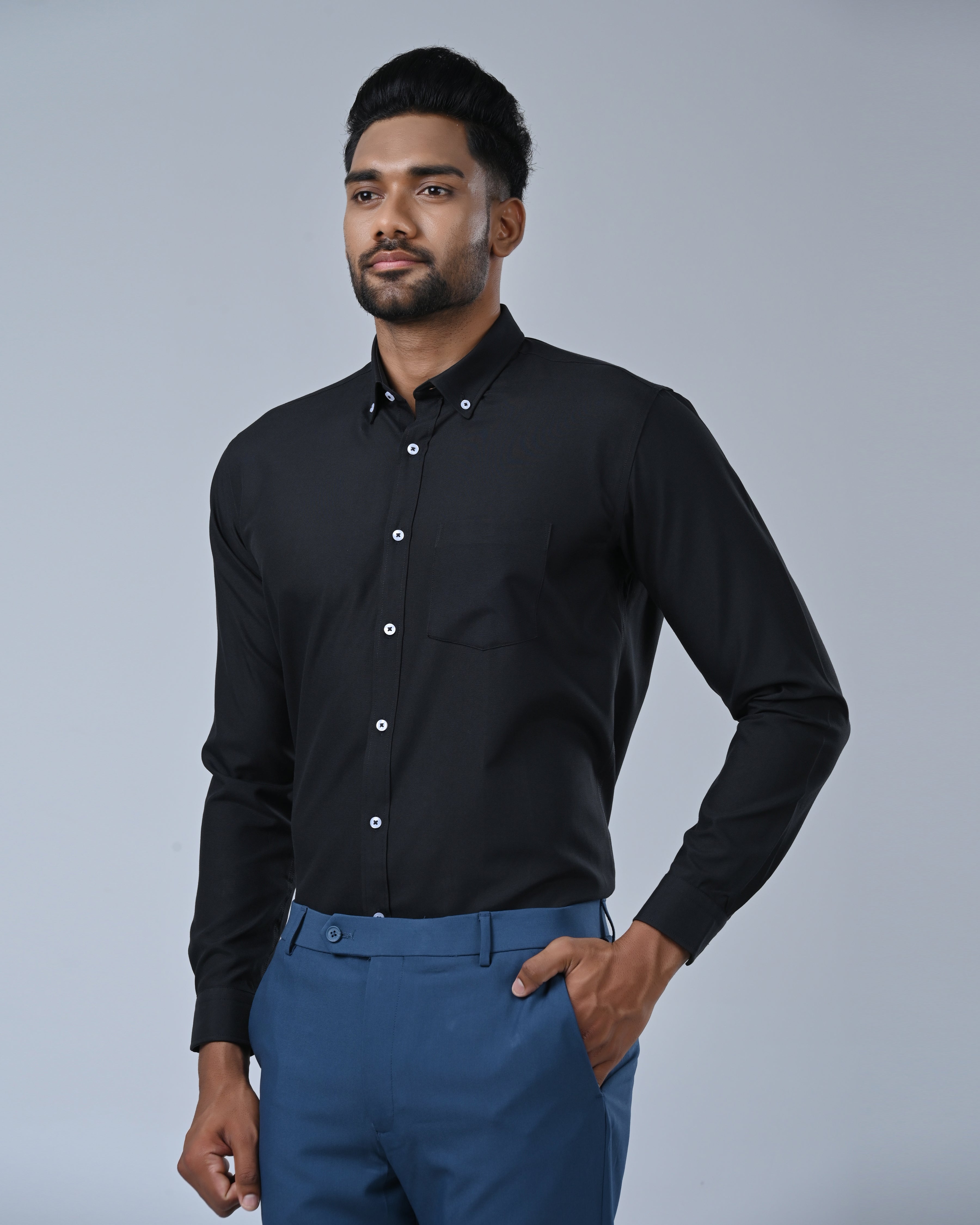 Vantage Men’s Business Shirt – Polycotton Slim Fit Long Sleeve