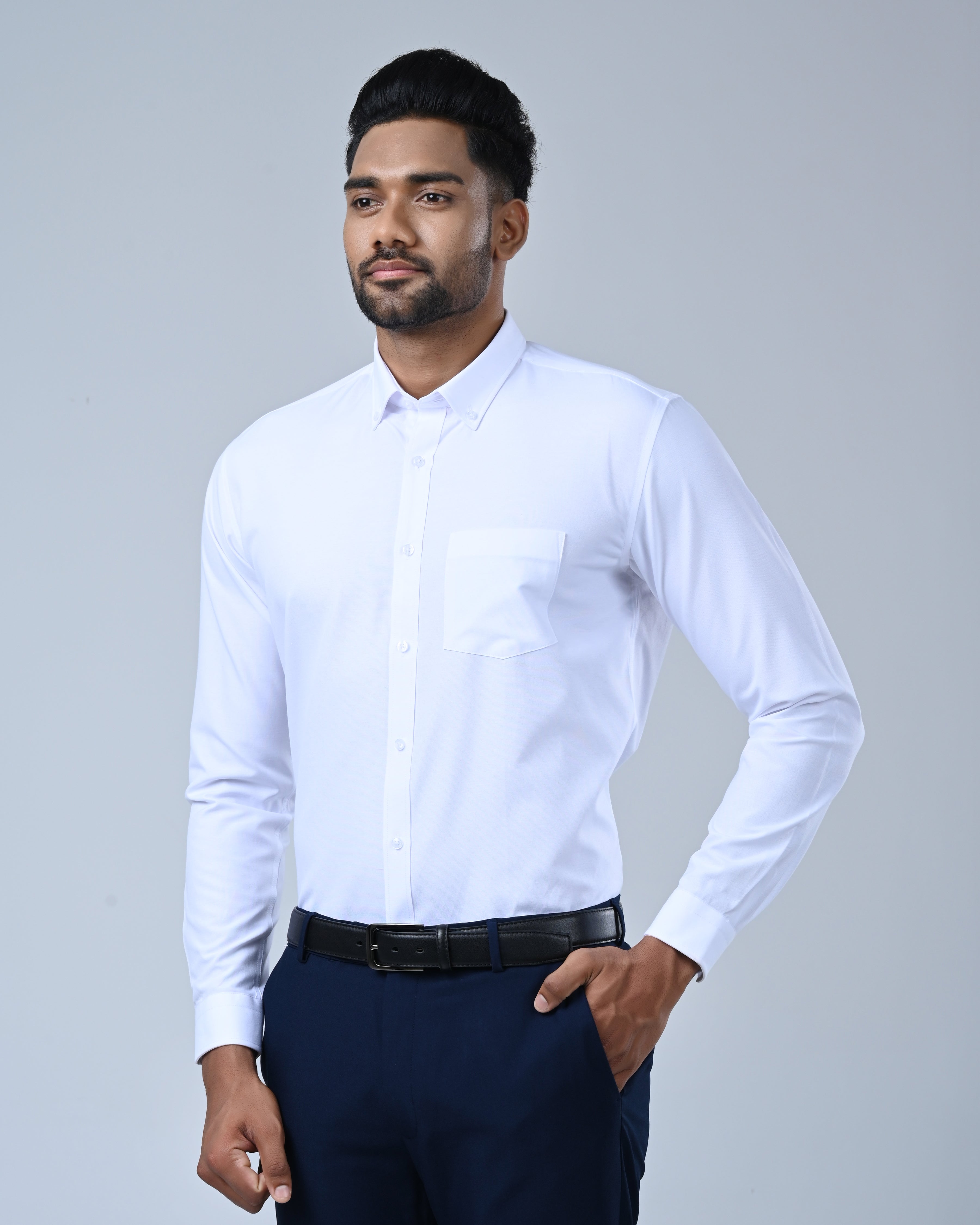 Vantage Men’s Business Shirt – Polycotton Slim Fit Long Sleeve