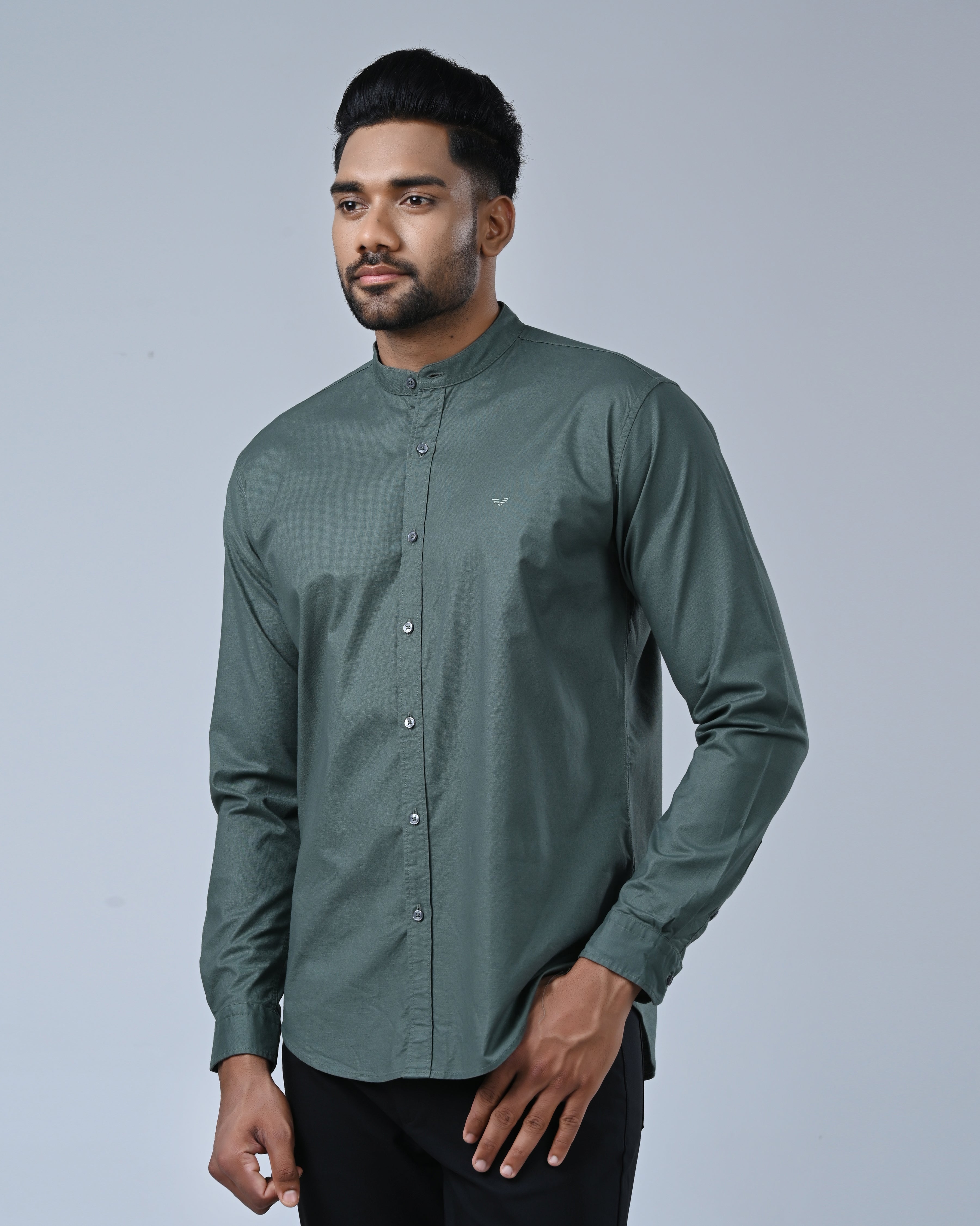 Vantage Casual Chinese Collar Shirt for Men – Slim Fit 100% Cotton