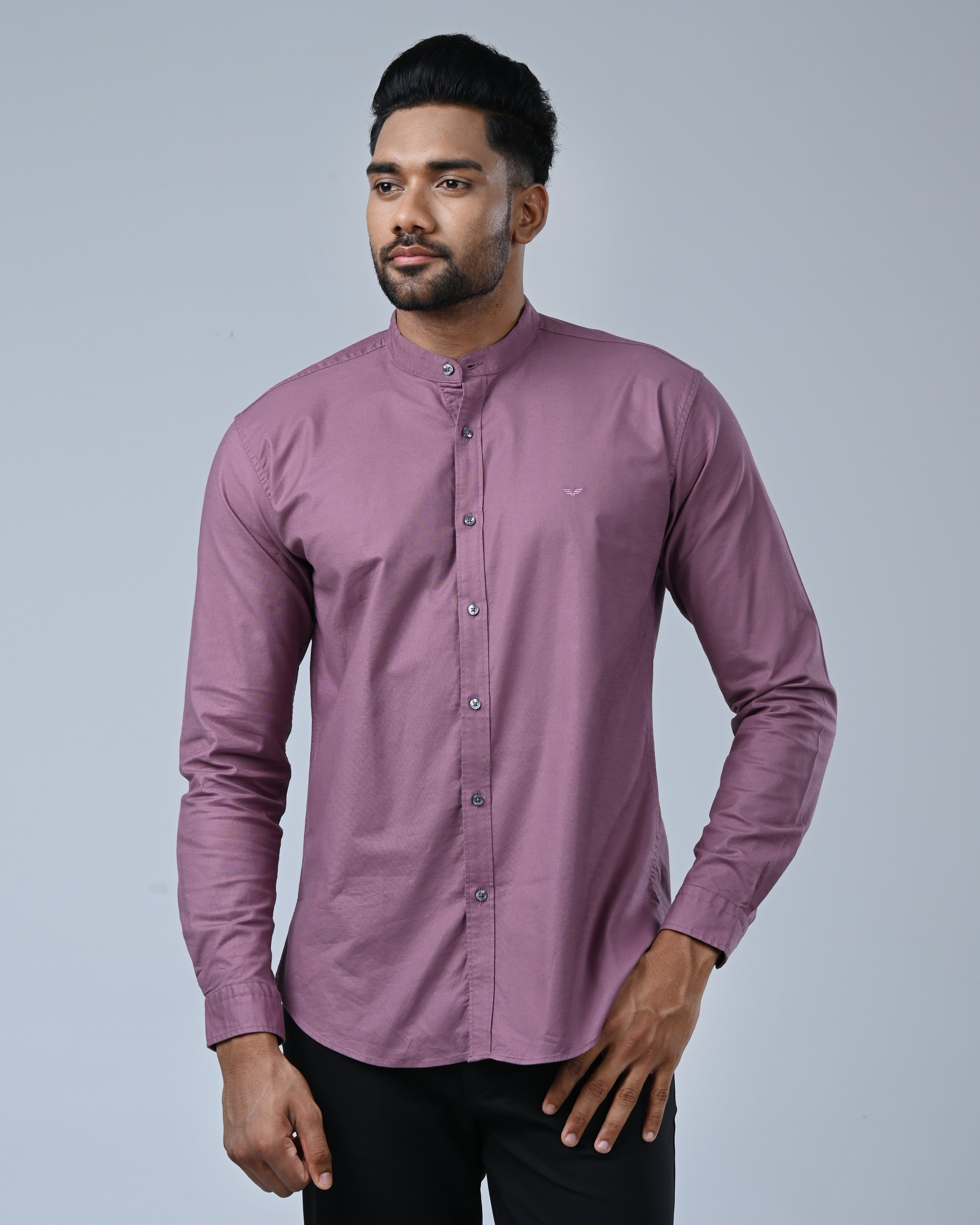 Vantage Casual Chinese Collar Shirt for Men – Slim Fit 100% Cotton