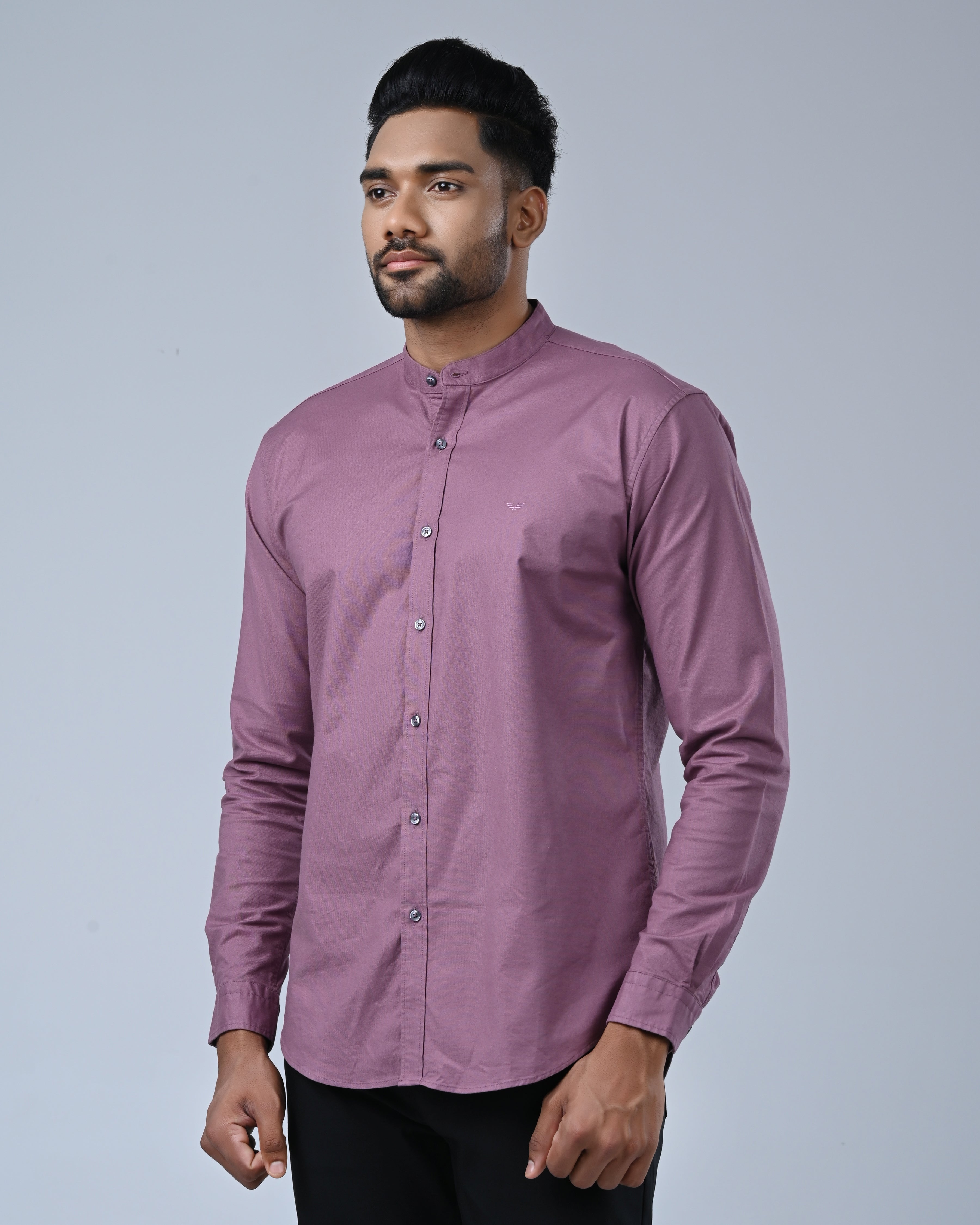 Vantage Casual Chinese Collar Shirt for Men – Slim Fit 100% Cotton