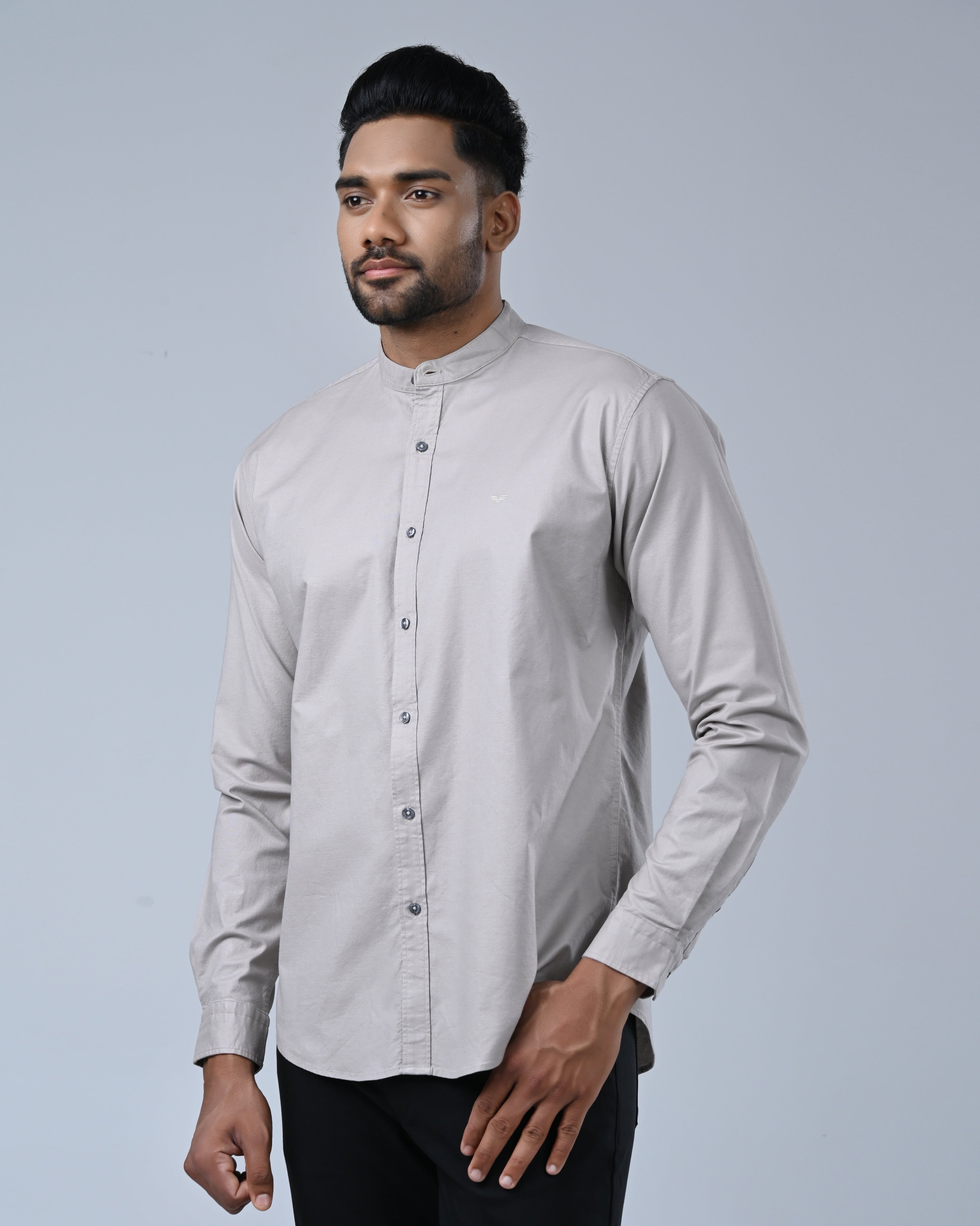 Vantage Casual Chinese Collar Shirt for Men – Slim Fit 100% Cotton