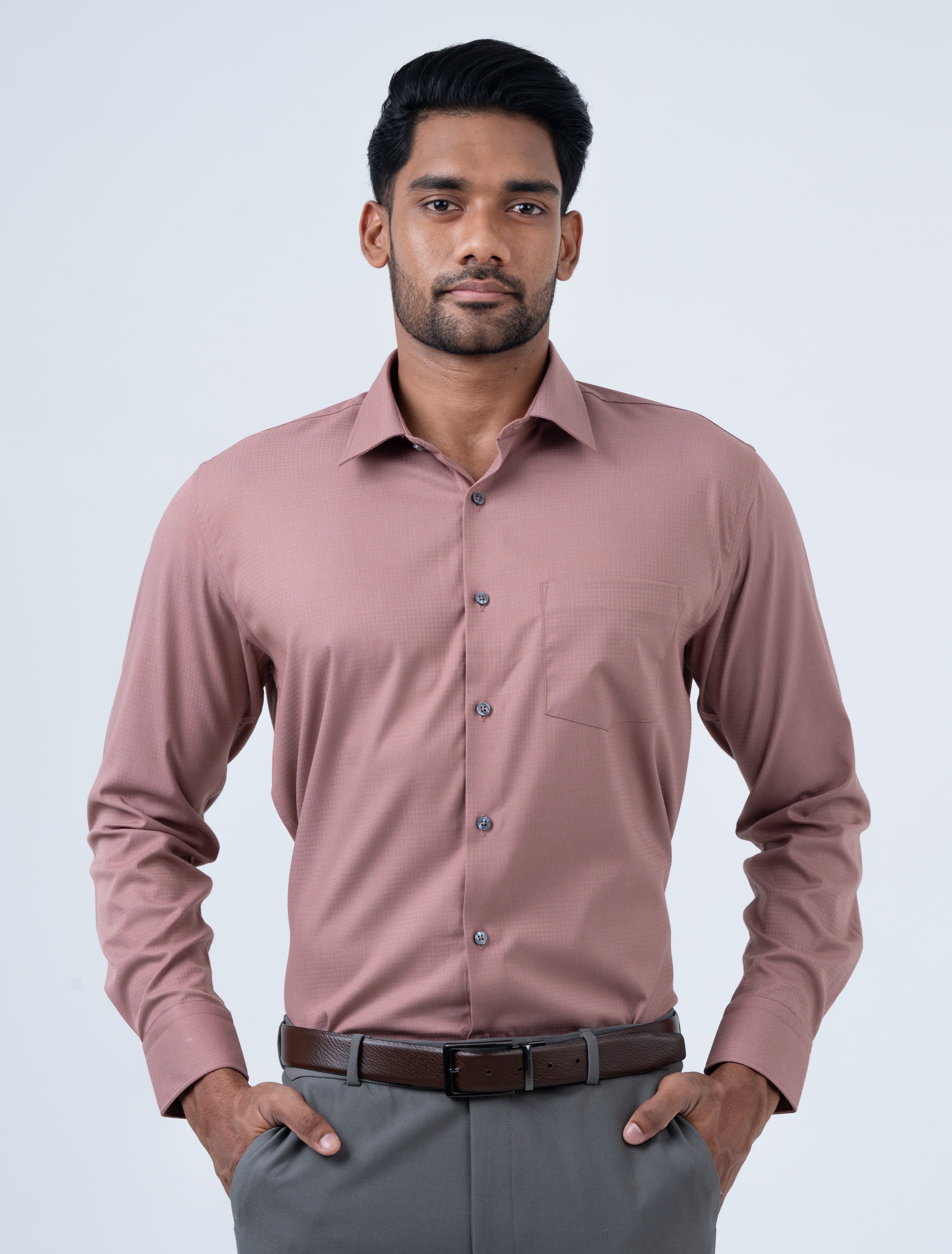 Vantage Blue Regular Fit Long Sleeve Bamboo Dobby  Men’s Shirt