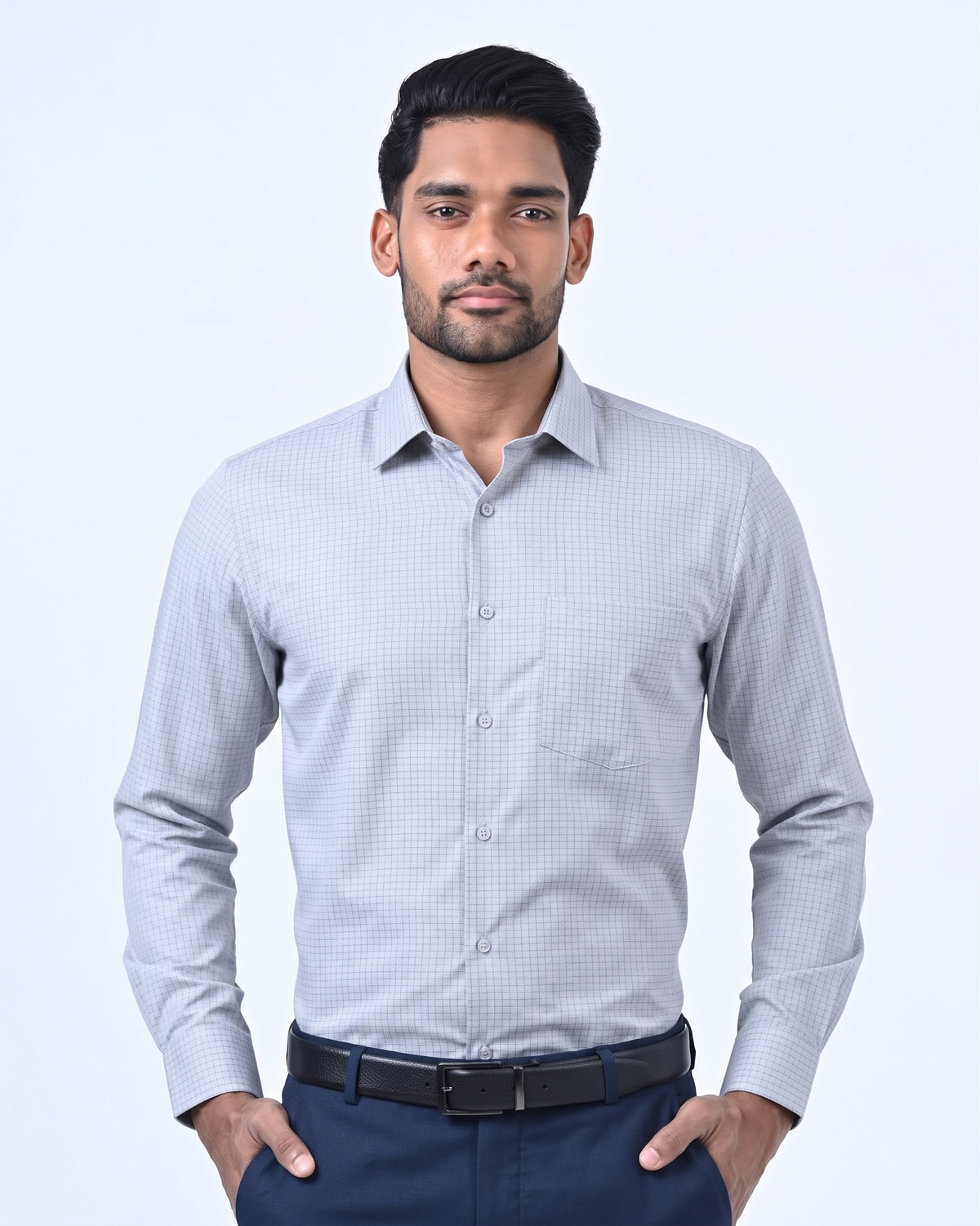 Vantage Business Slim Fit Long Sleeve Dobby Check Men’s Shirt