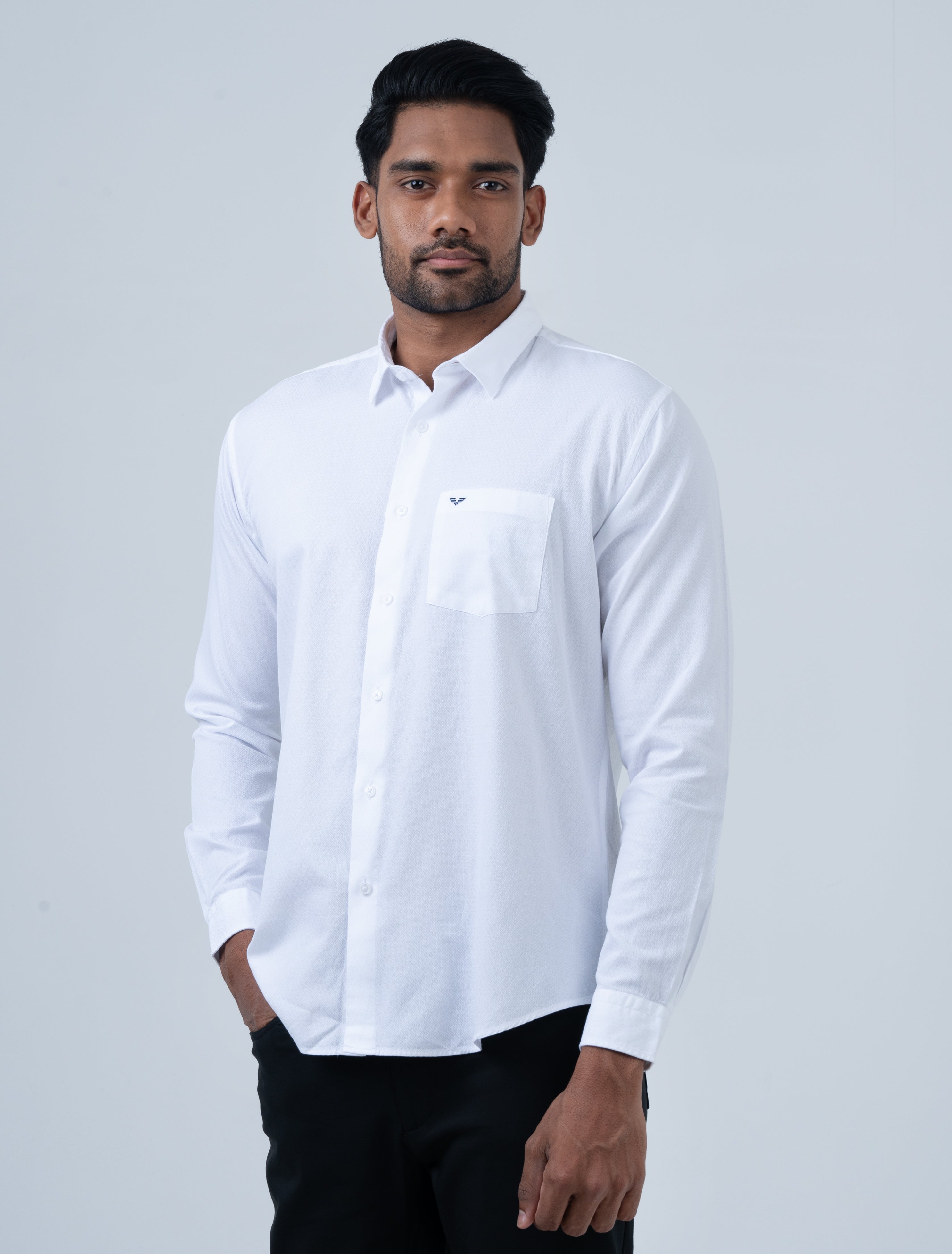 Vantage Men's Casual Slim Fit Long Sleeve 100% Cotton Dobby Shirt