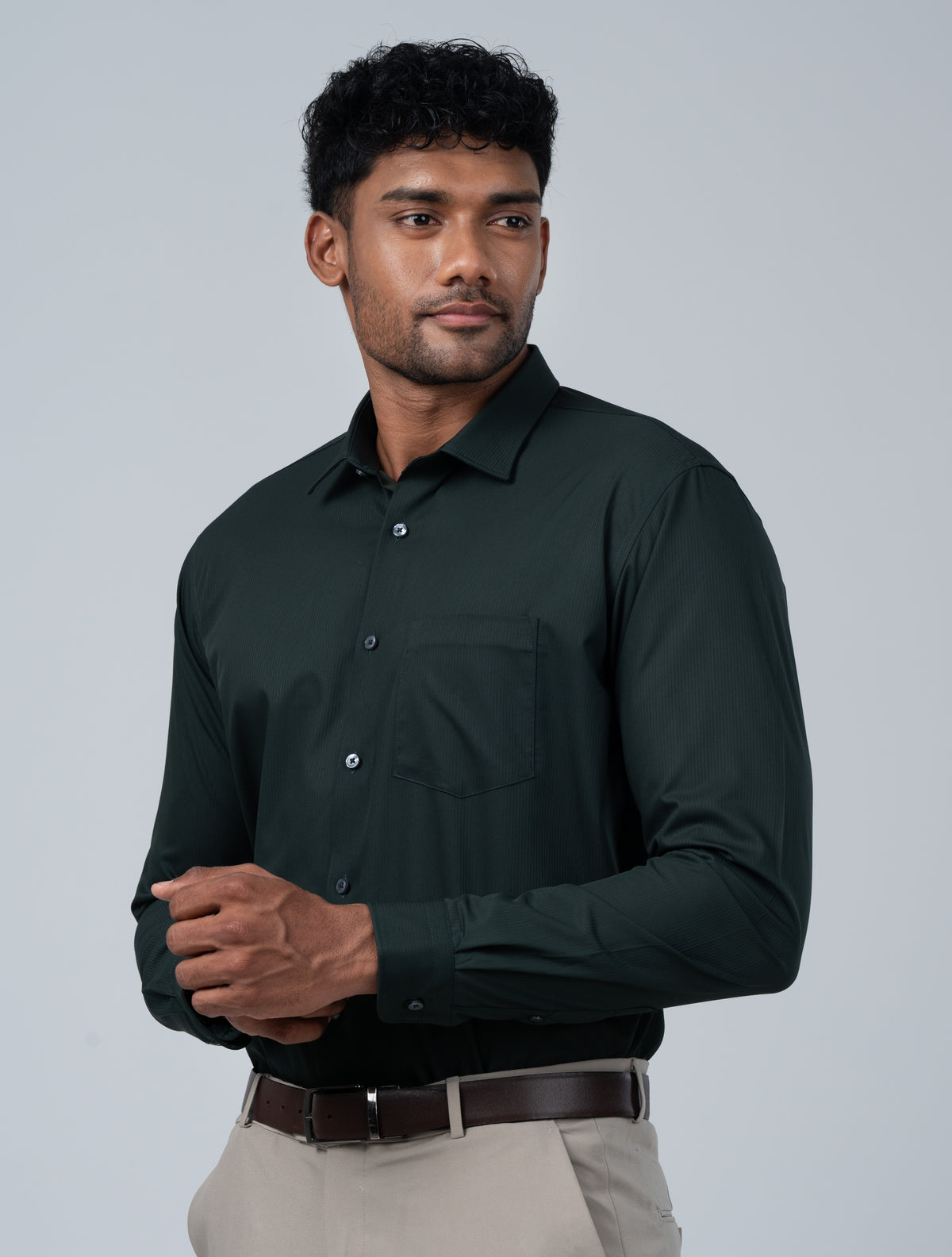 Vantage Blue Premium Bamboo Stretch Fabric Men’s Shirt – Slim Fit Long Sleeve