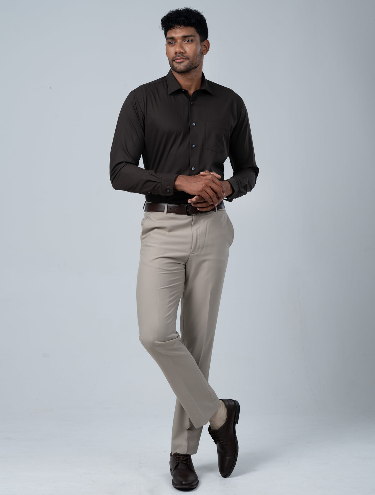 Vantage Blue Premium Bamboo Stretch Fabric Men’s Shirt – Slim Fit Long Sleeve