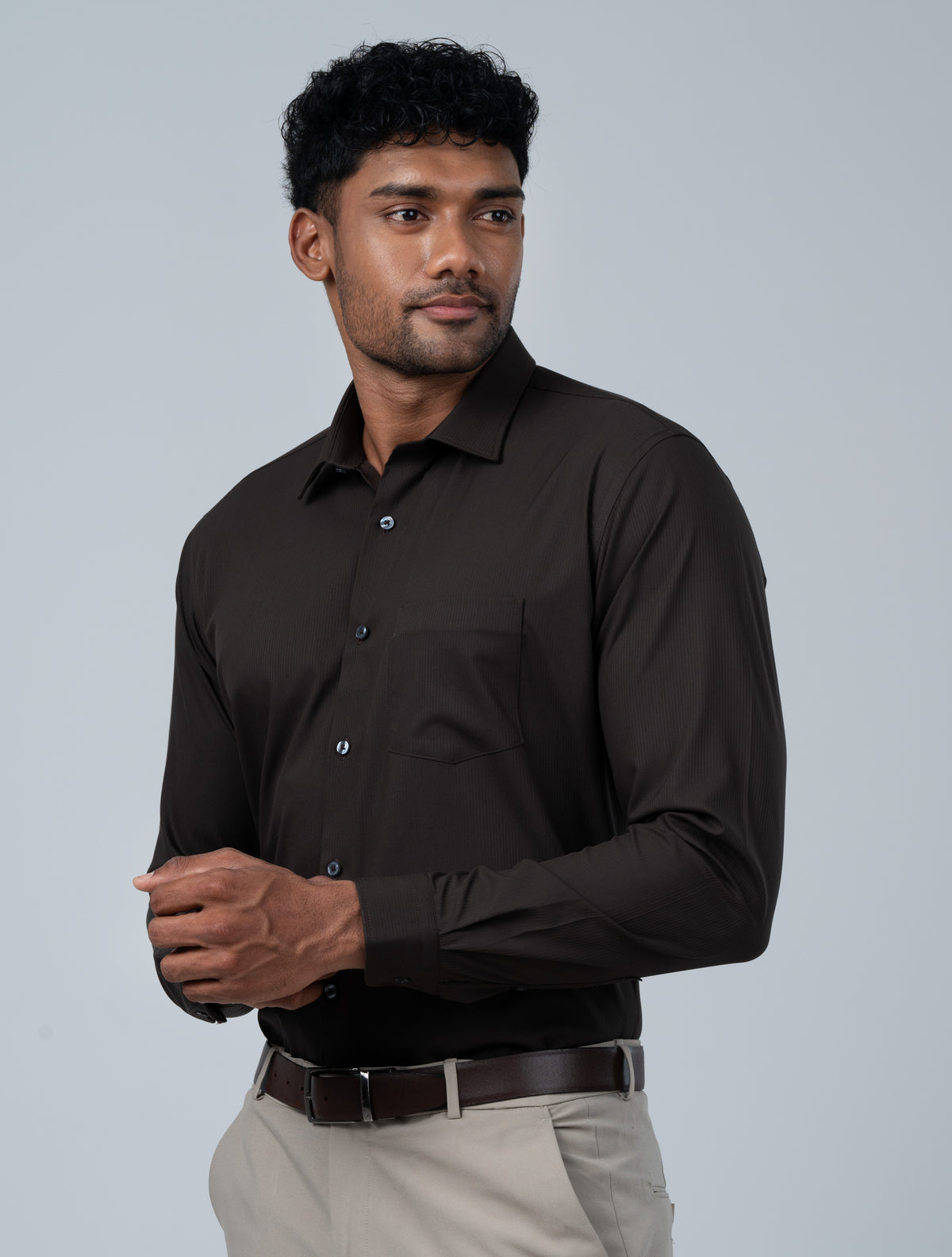 Vantage Blue Premium Bamboo Stretch Fabric Men’s Shirt – Slim Fit Long Sleeve