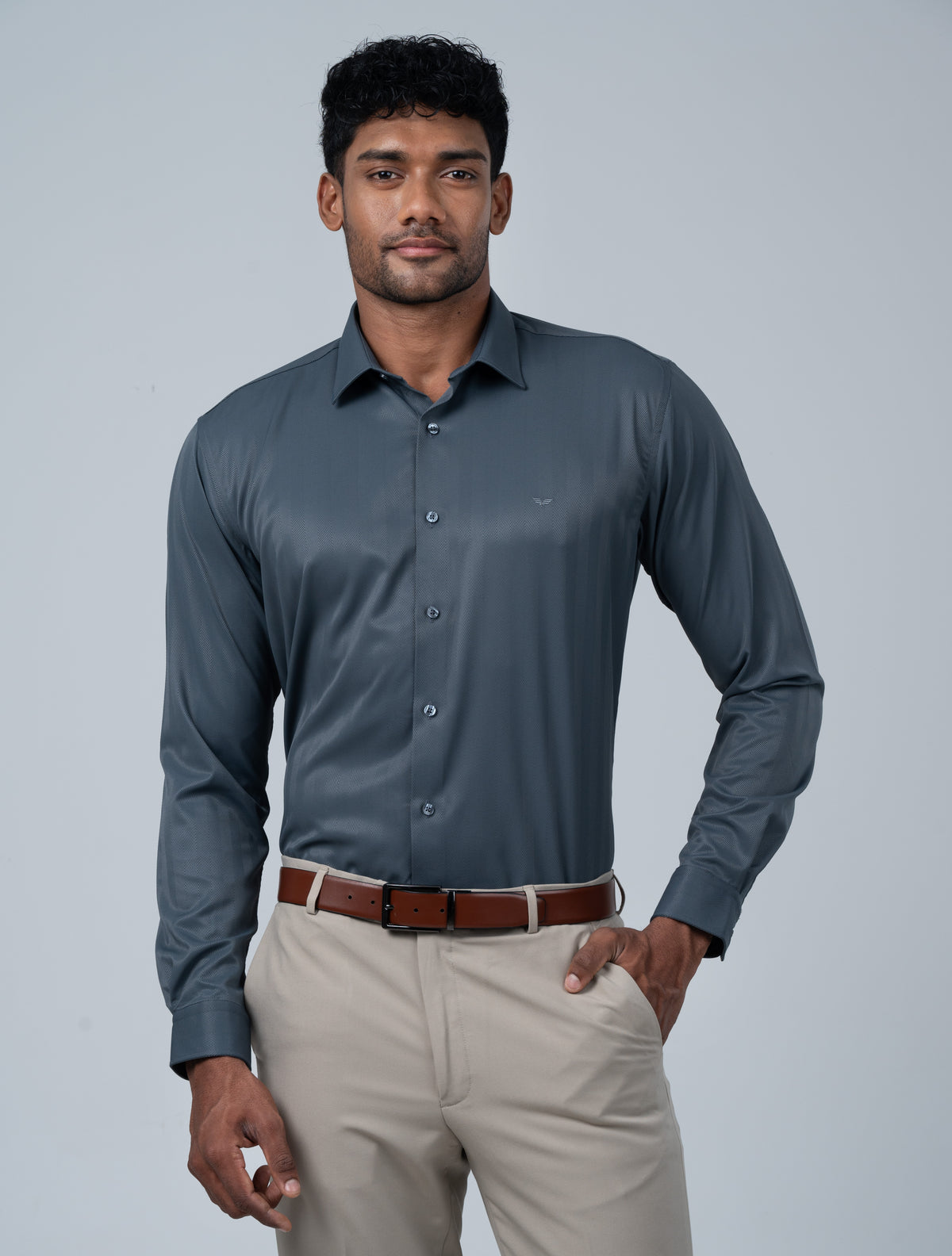 Vantage Ceremony Slim Fit Bamboo Dobby Long Sleeve Men’s Shirt