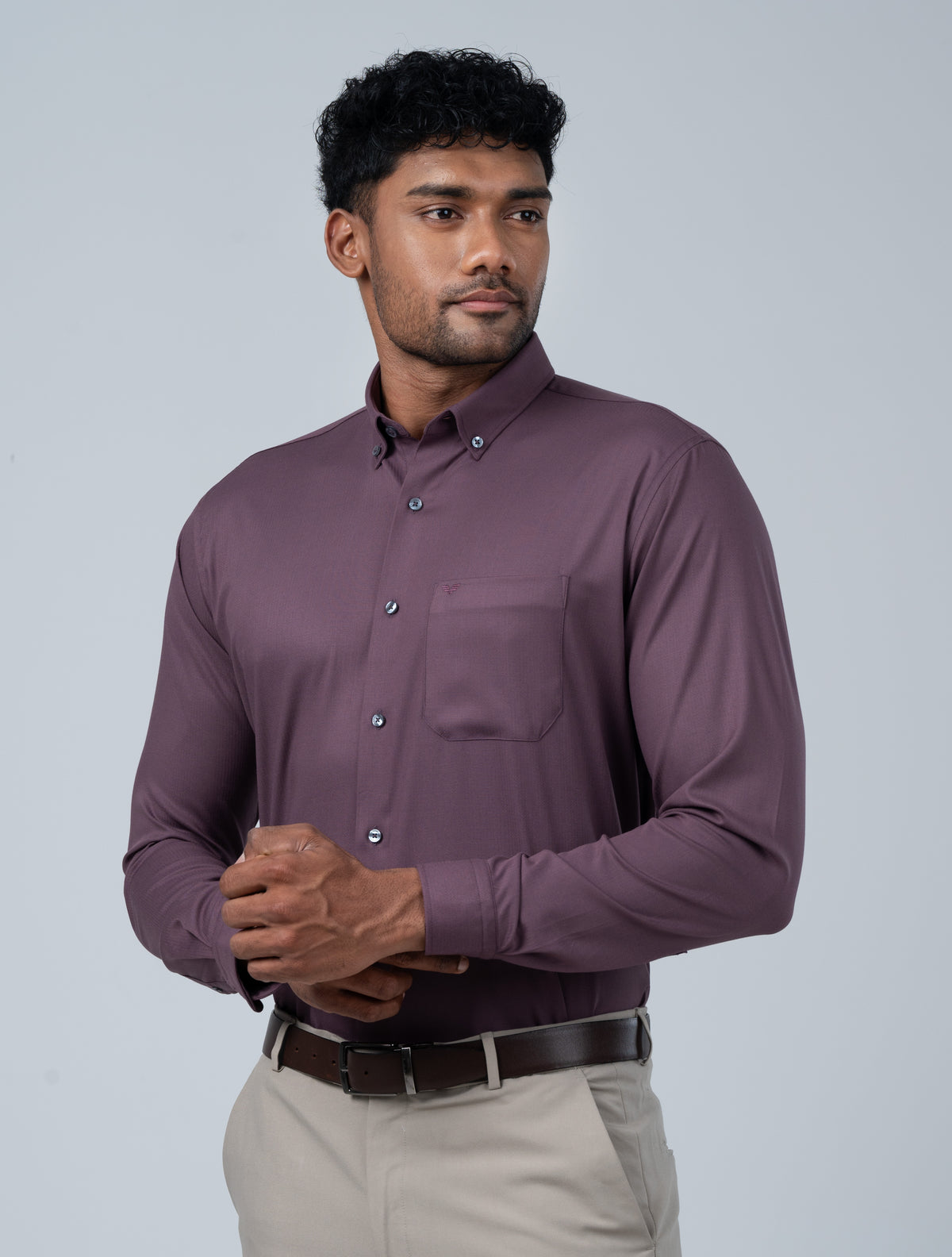 Vantage Blue Premium Bamboo Dobby Stretch Fabric Men’s Shirt – Slim Fit Long Sleeve