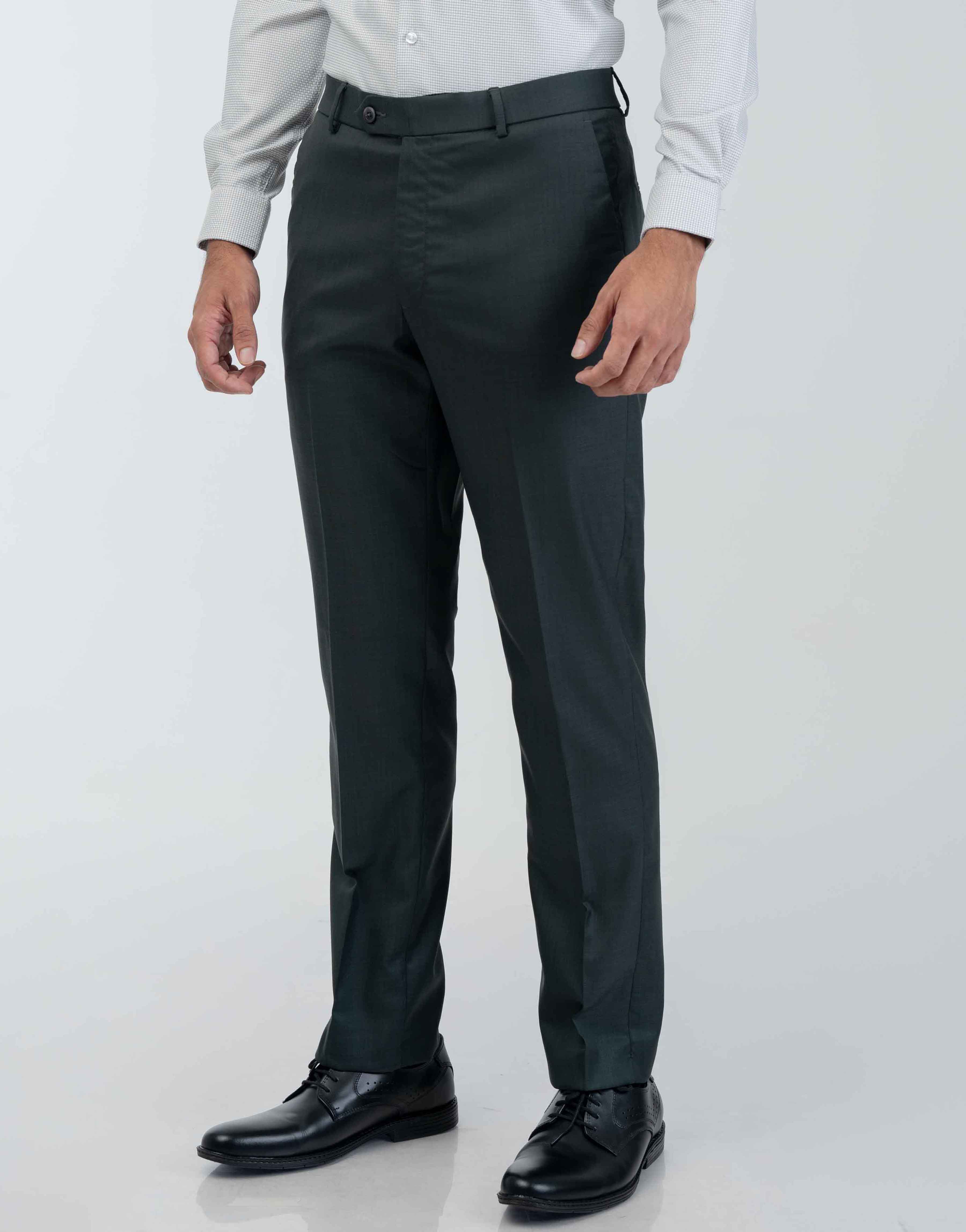 Vantage Blue Auto Flex Dark Green Ultra Slim Fit Formal Wear Trouser