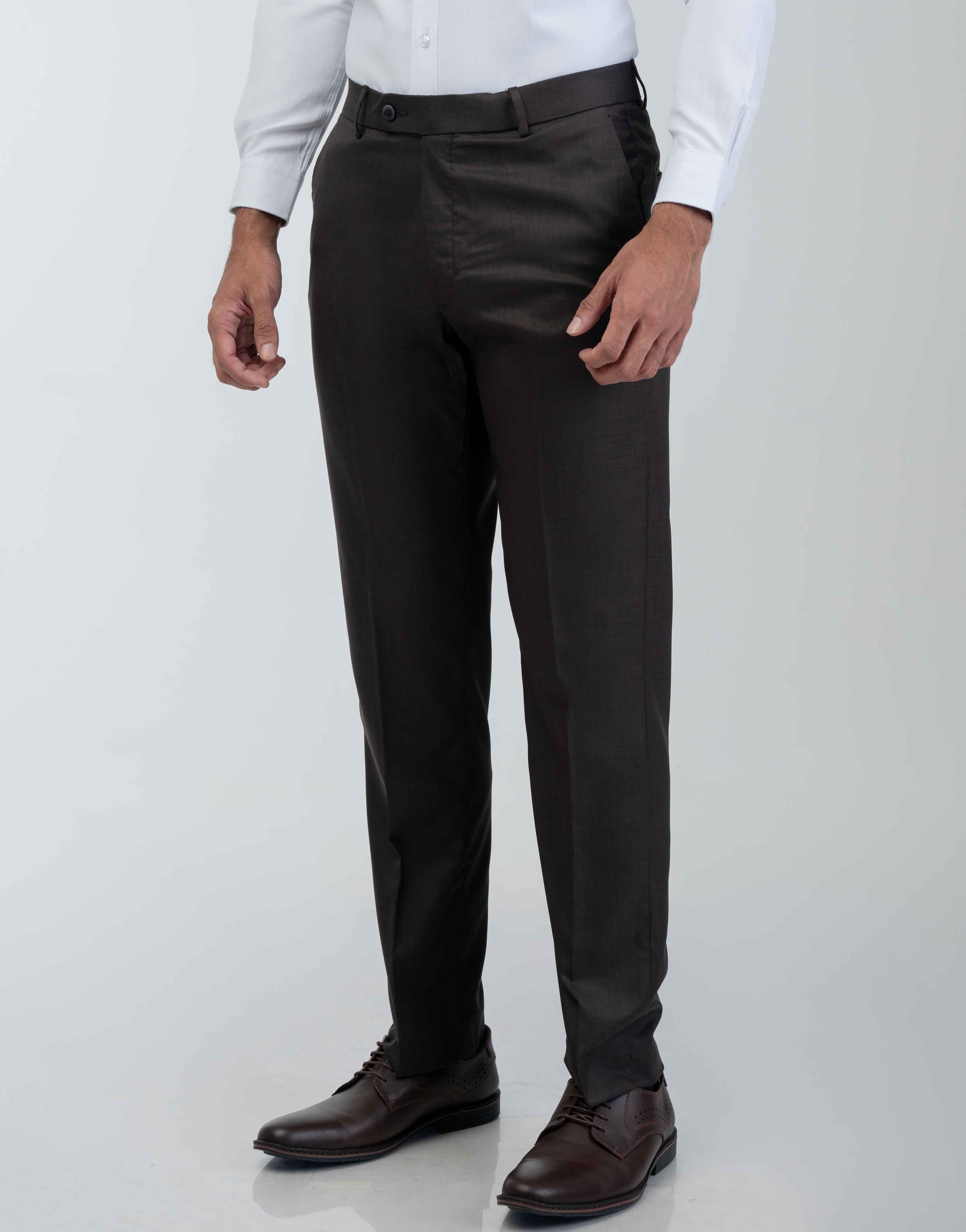 Vantage Blue Auto Flex Dark Brown Ultra Slim Fit Formal Wear Trouser
