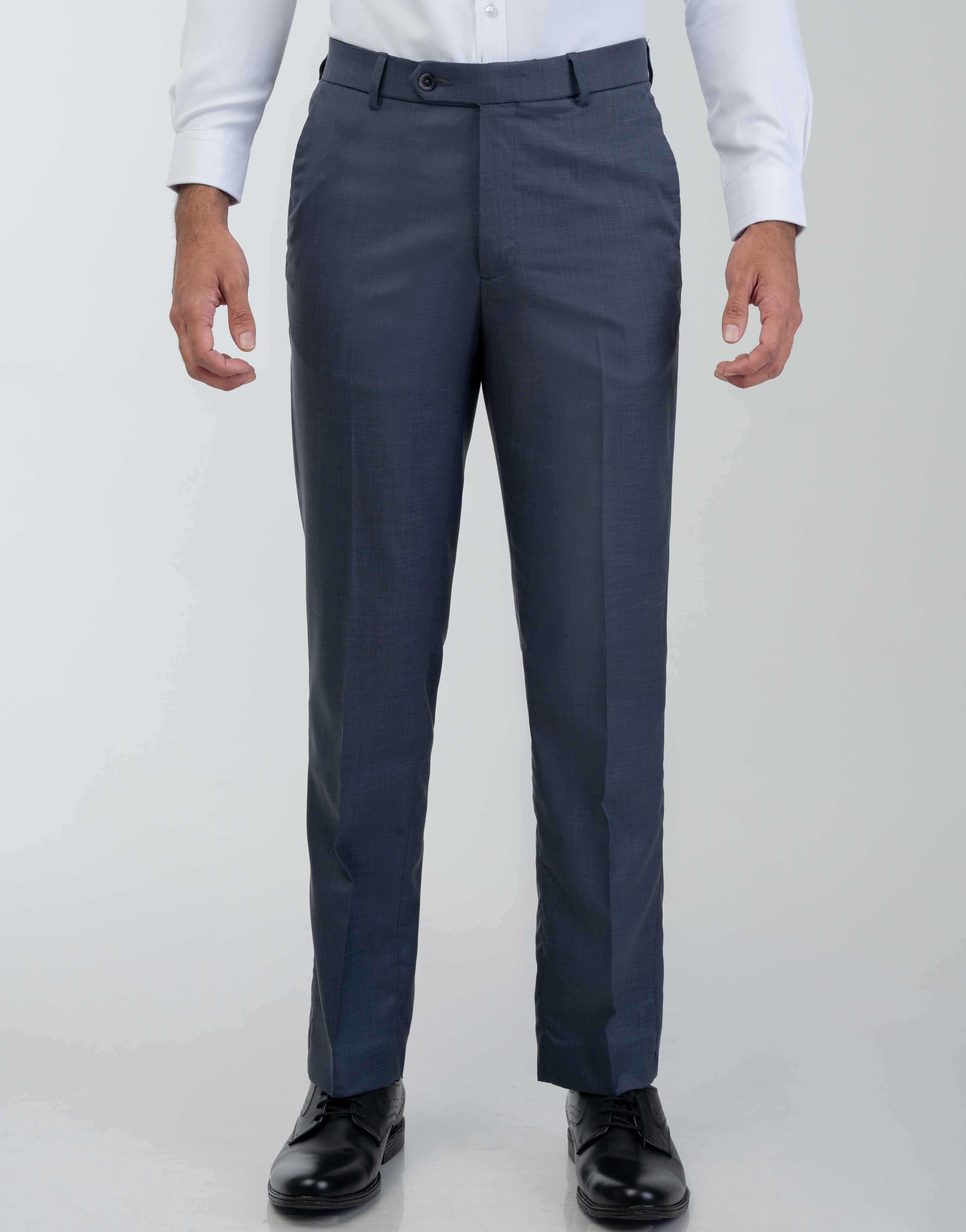 Vantage Blue Auto Flex Ultra Slim Fit Dark Gray Formal Wear Trouser