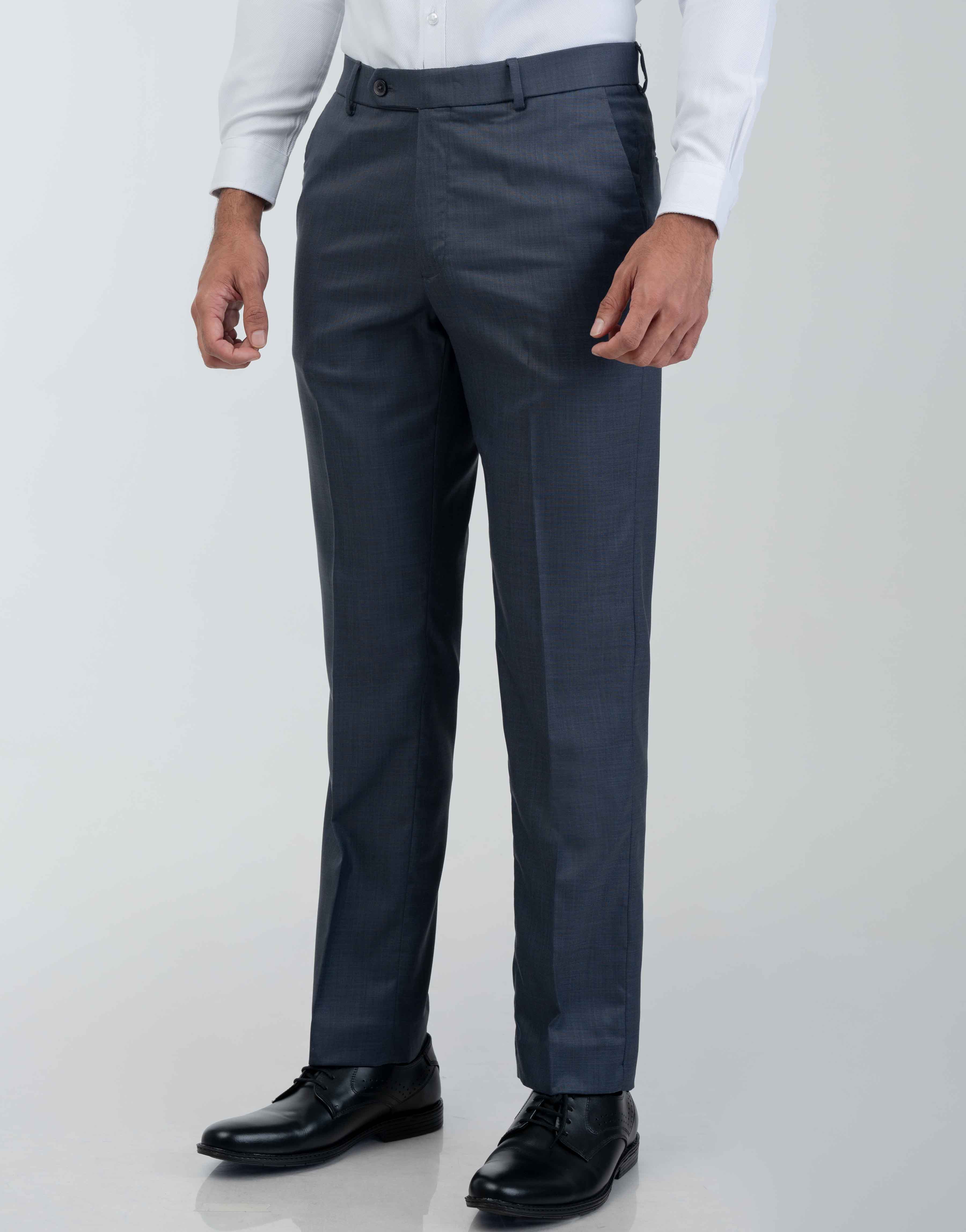 Vantage Blue Auto Flex Ultra Slim Fit Dark Gray Formal Wear Trouser
