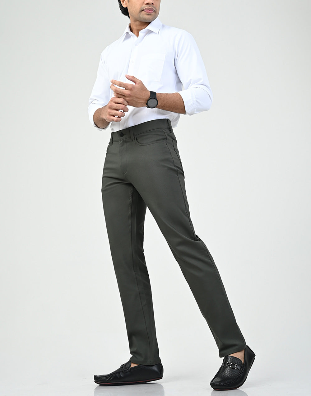 Vantage Men’s Slim Fit 5 Pocket Casual Pant  Mountain Green