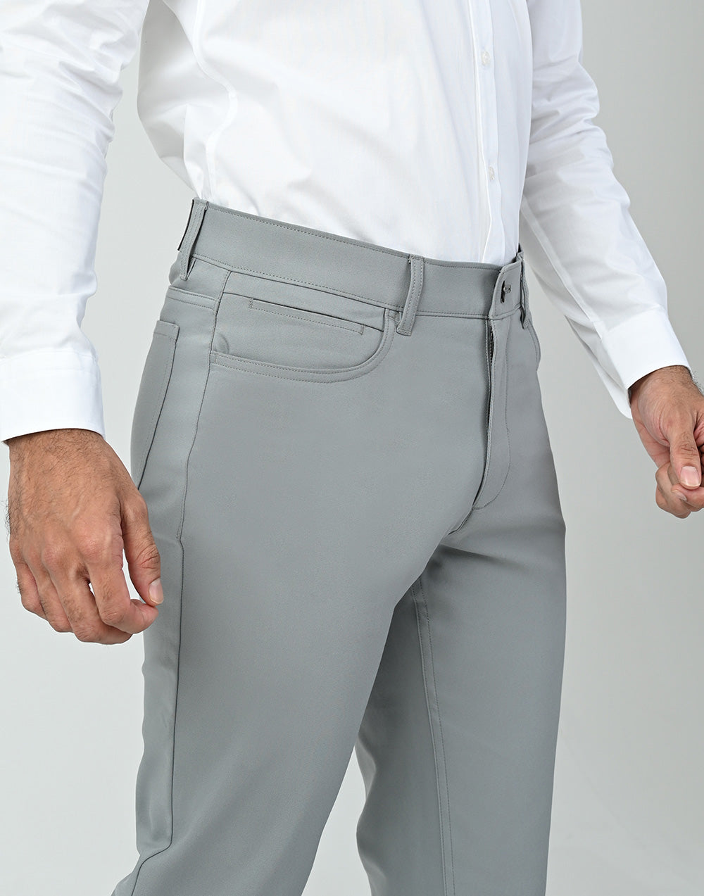 Vantage Men’s Slim Fit 5 Pocket Casual Pant Steel Grey