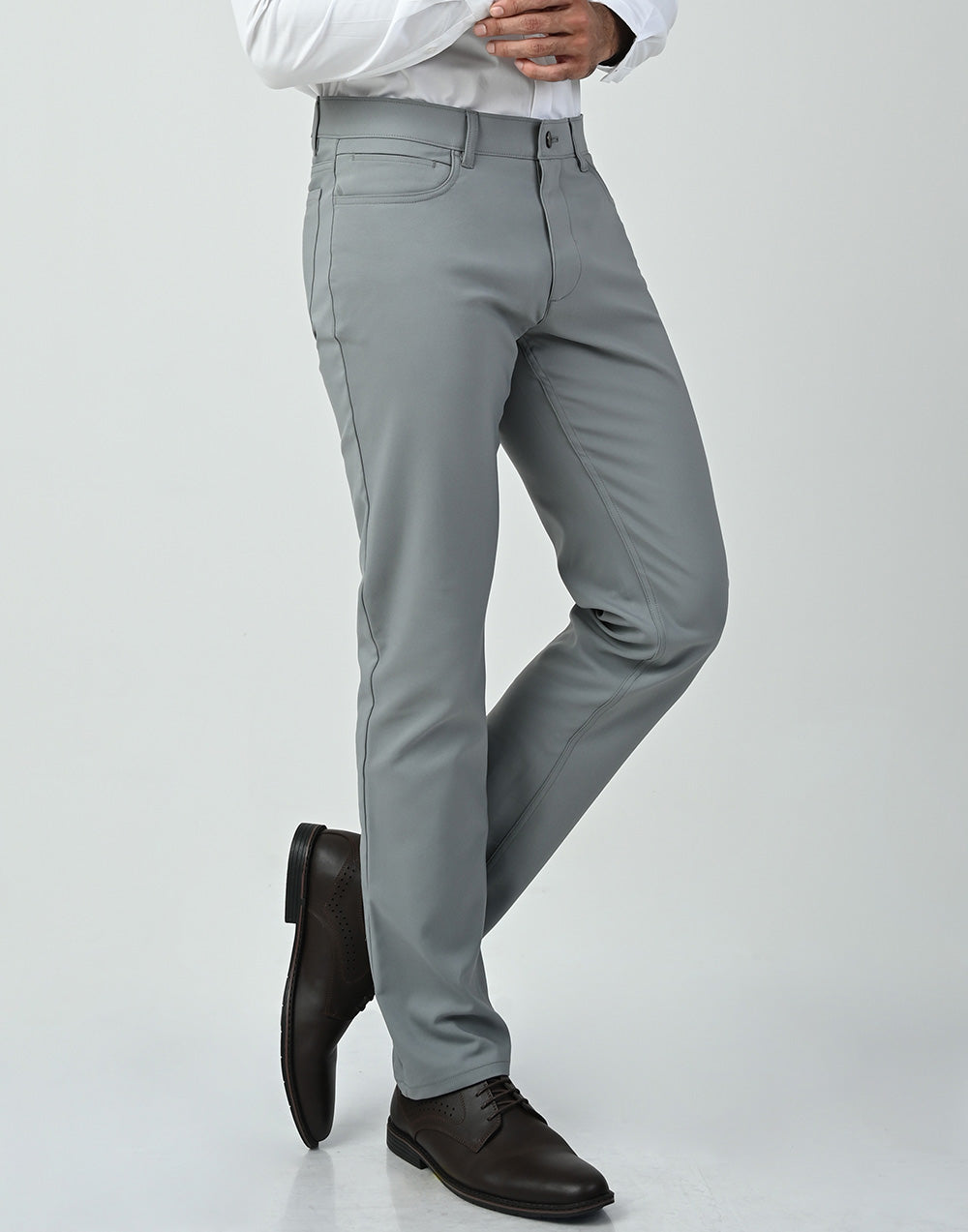 Vantage Men’s Slim Fit 5 Pocket Casual Pant Steel Grey