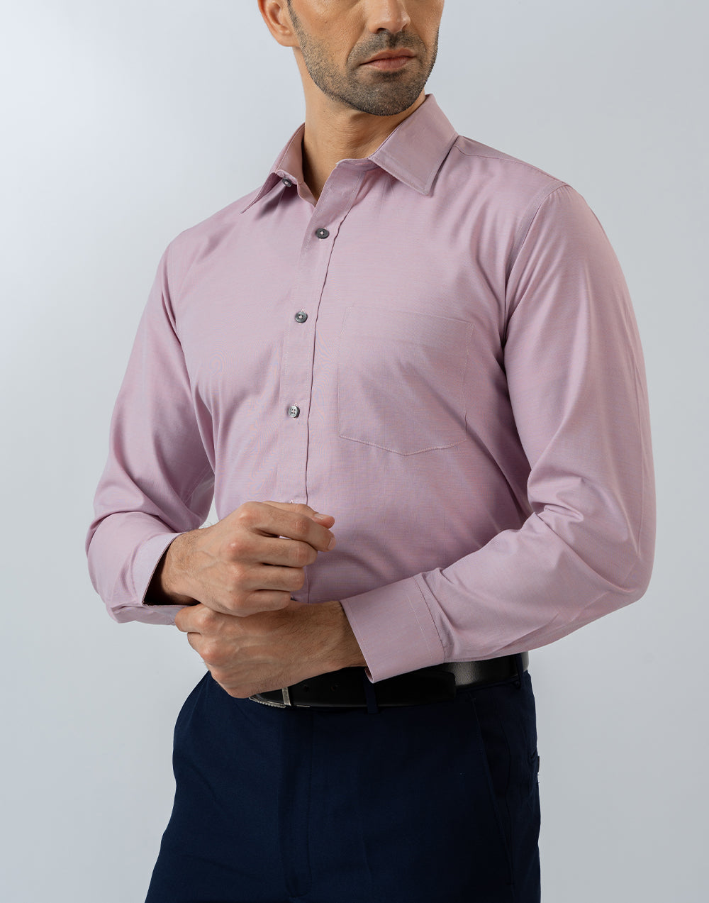 Mens Long Sleeve Regular Fit Light Pink Filafil Formal Wear Shirt