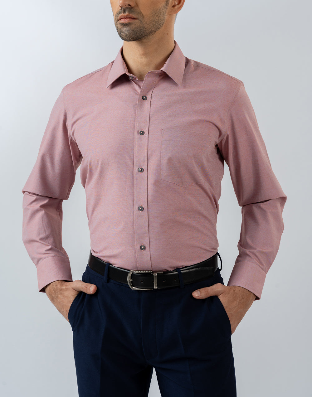 Mens Long Sleeve Regular Fit Dark Pink Filafil Formal Wear Shirt