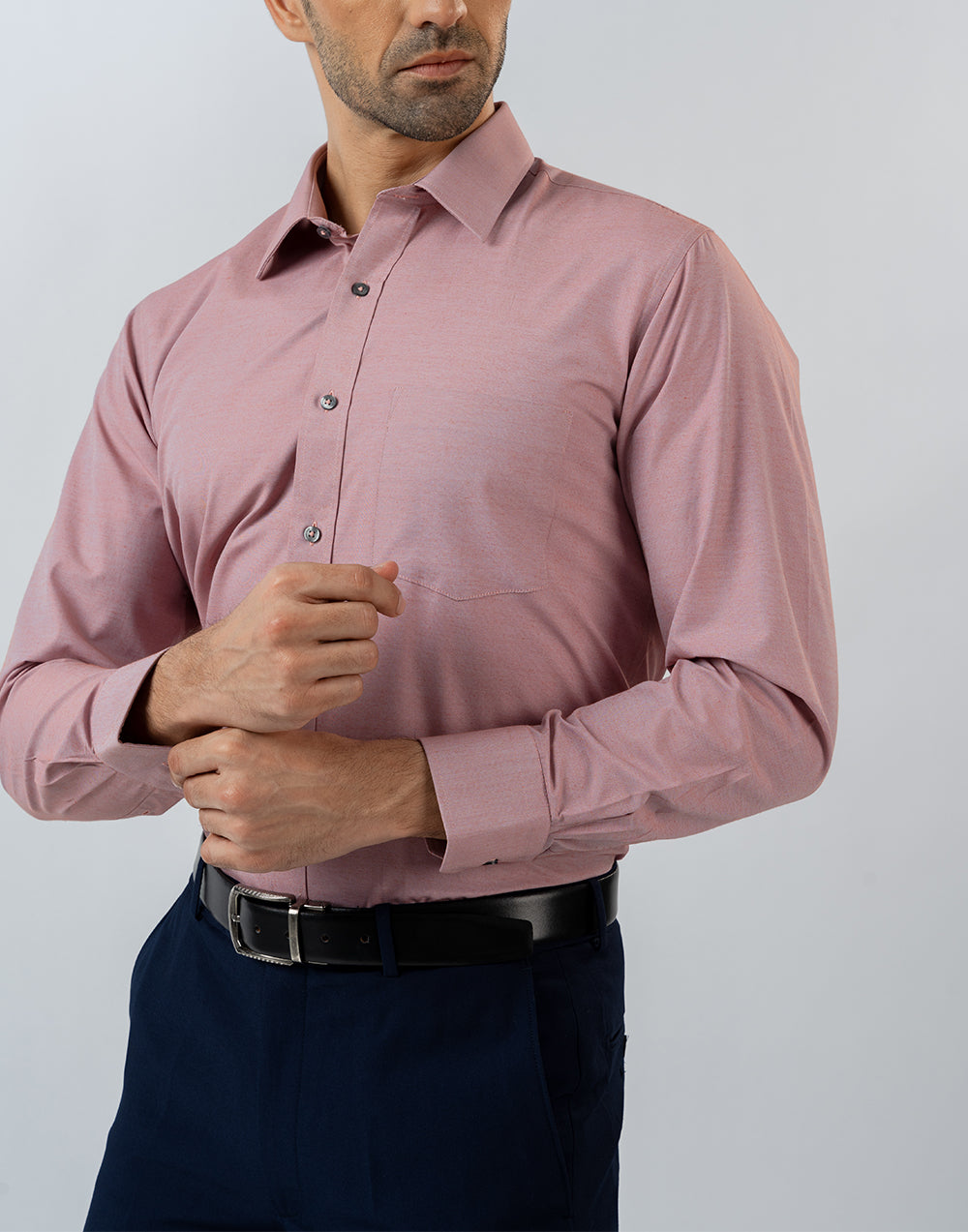 Mens Long Sleeve Regular Fit Dark Pink Filafil Formal Wear Shirt