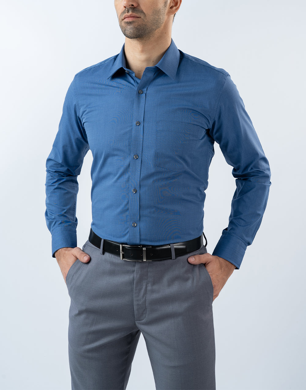 Mens Slim Fit Long Sleeve Light Blue Filafil Formal Wear Shirt