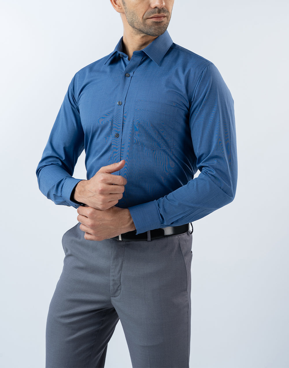 Mens Slim Fit Long Sleeve Light Blue Filafil Formal Wear Shirt