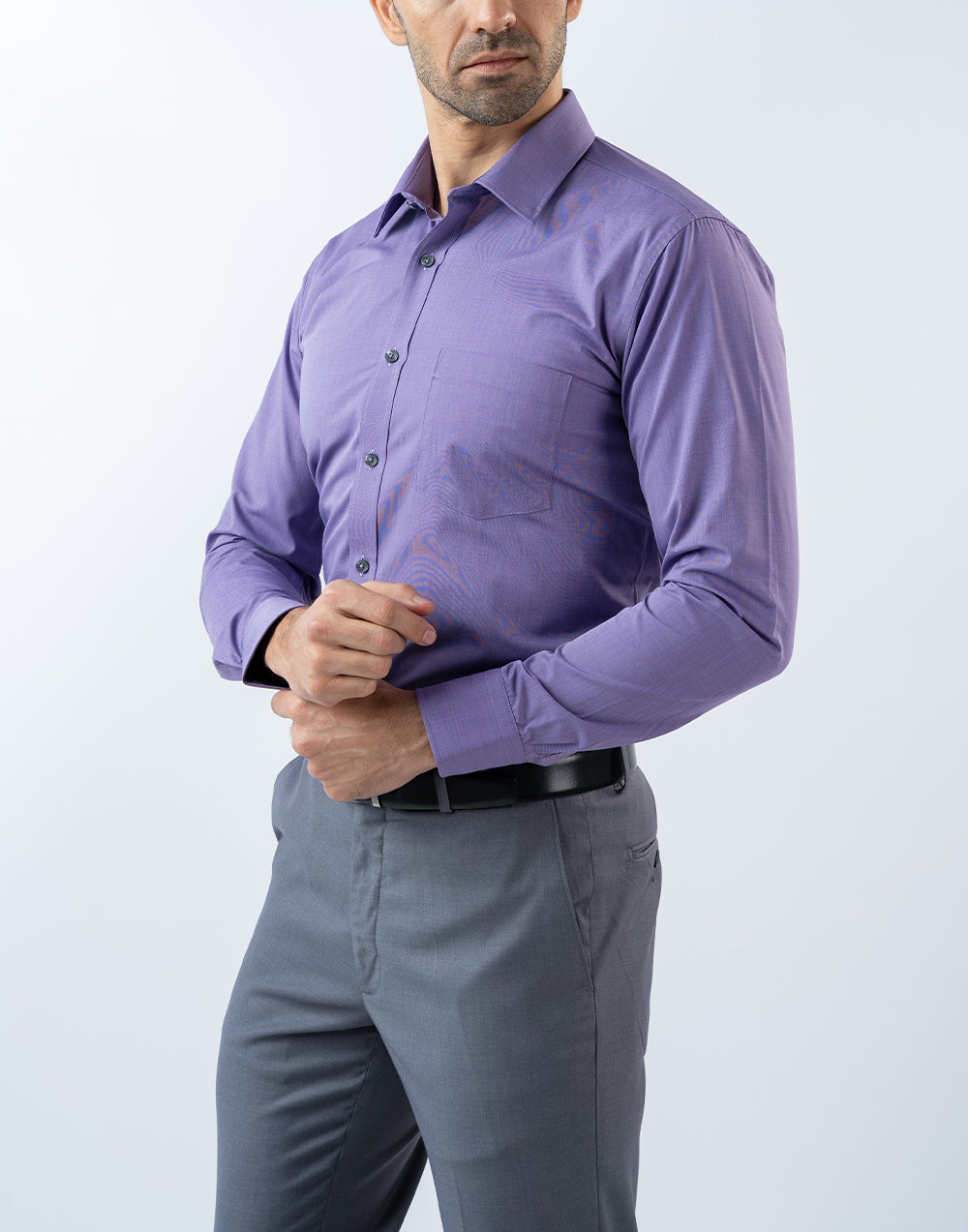 Mens Slim Fit Long Sleeve Light Purple Filafil Formal Wear Shirt