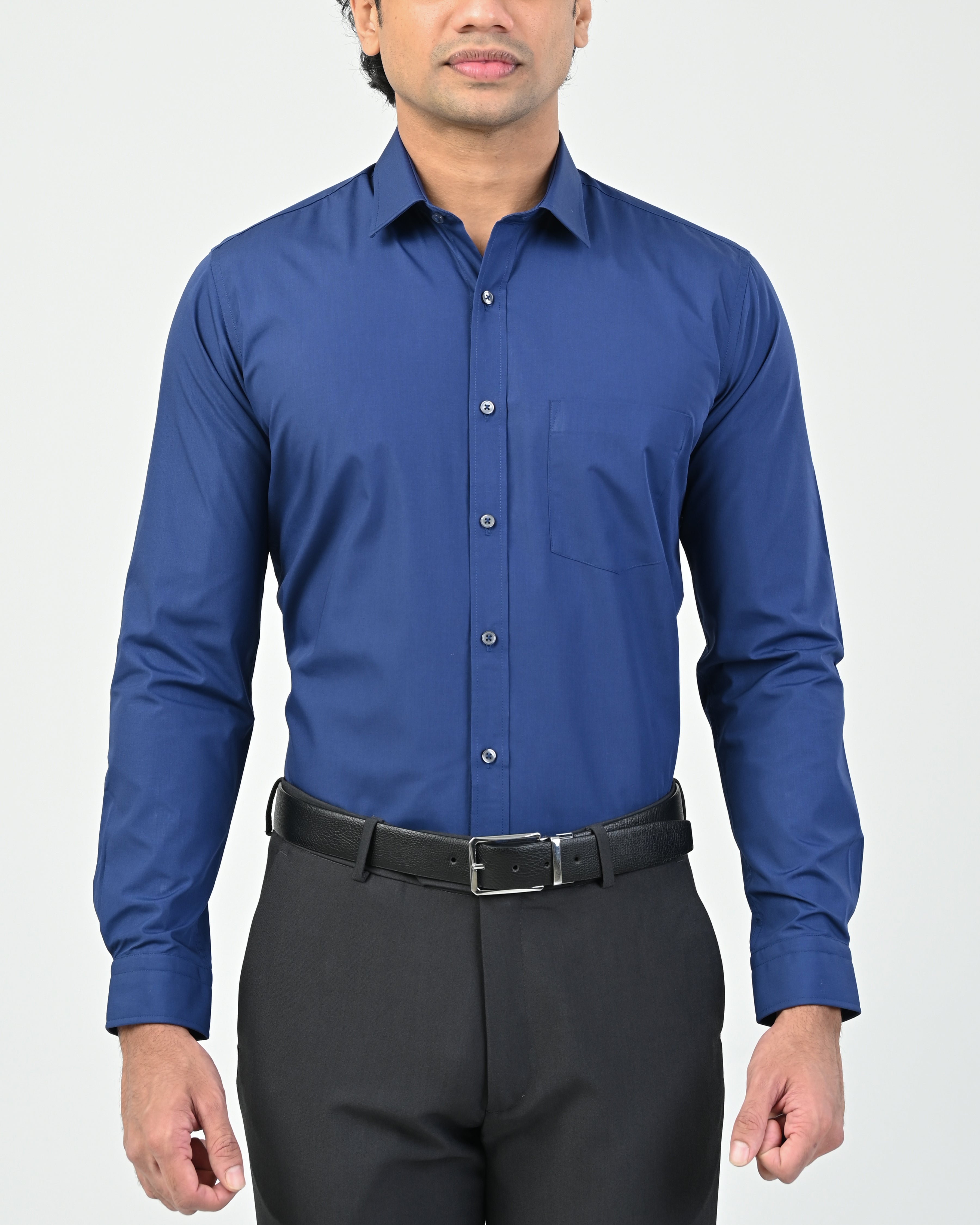 Ebony Formal Slim Fit Long Sleeve Twill Mens Shirt