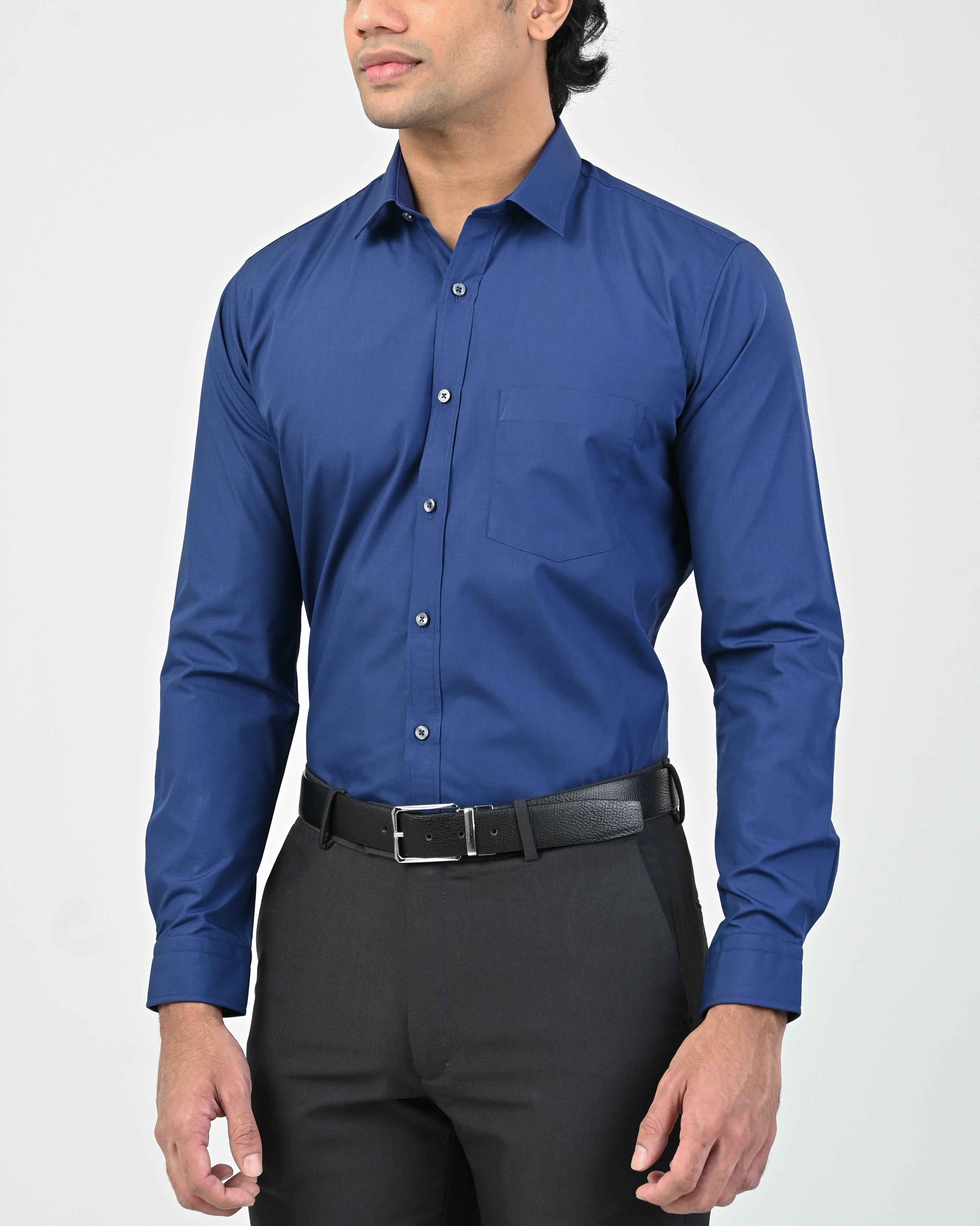 Ebony Formal Slim Fit Long Sleeve Twill Mens Shirt