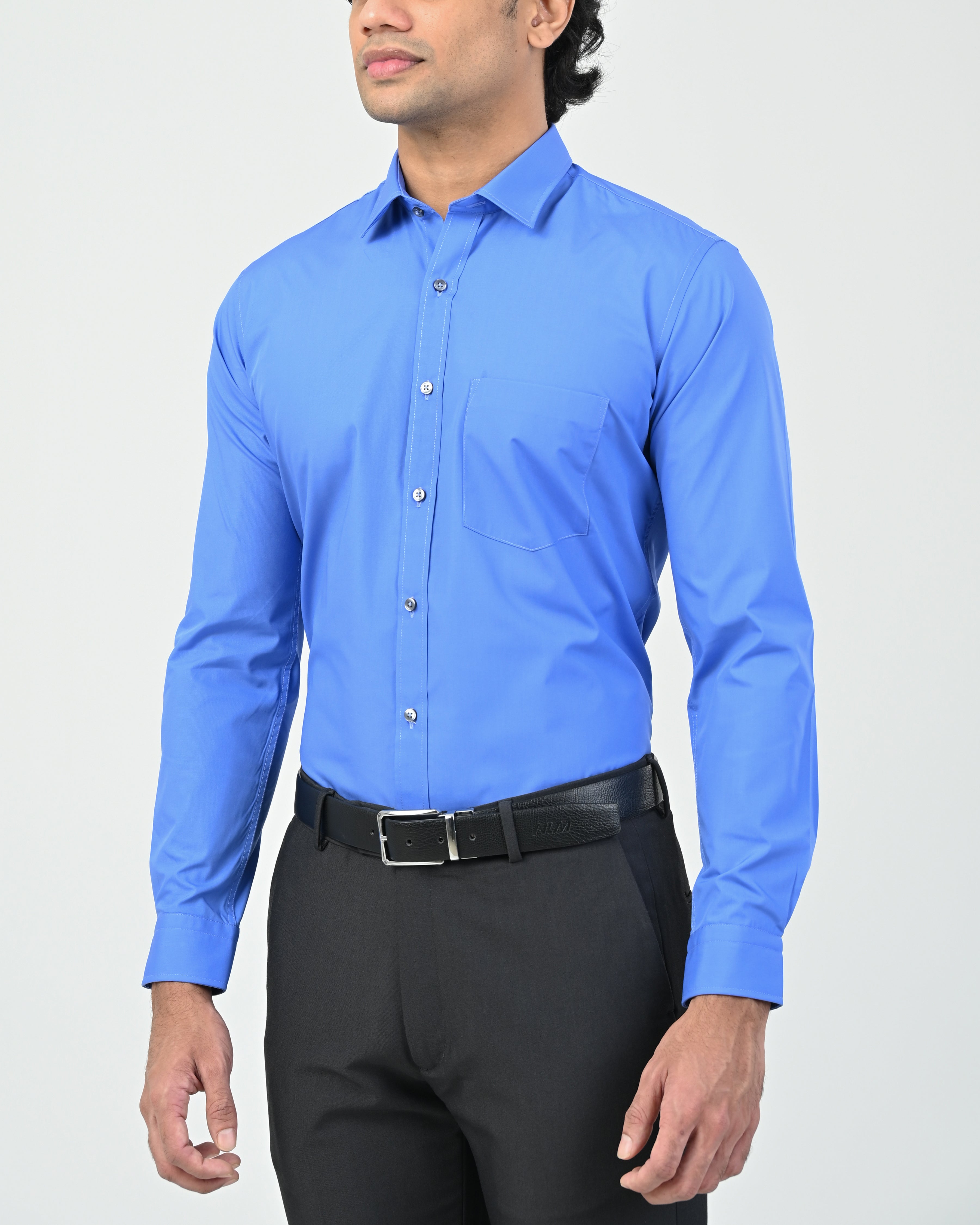 Ebony Formal Slim Fit Long Sleeve Twill Mens Shirt