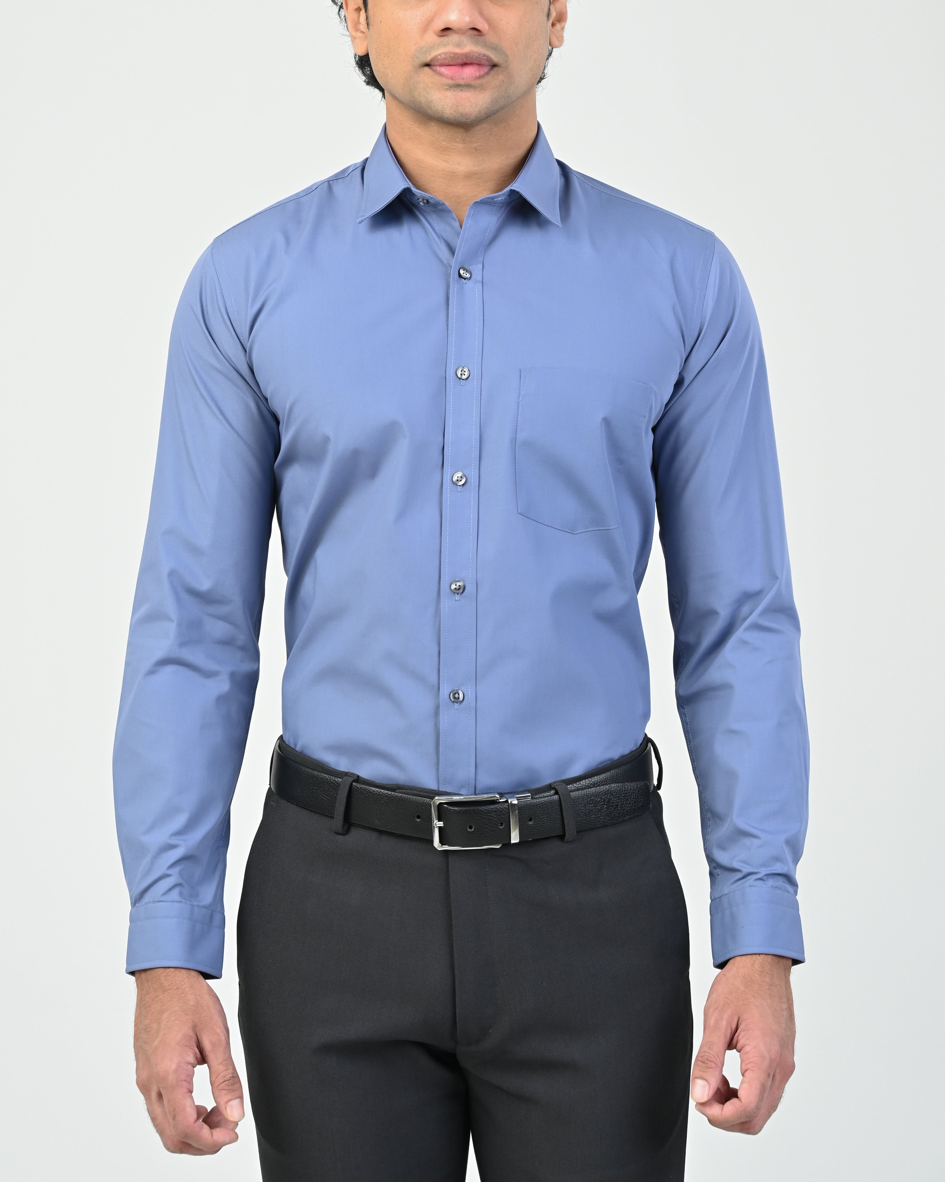 Ebony Formal Slim Fit Long Sleeve Twill Mens Shirt