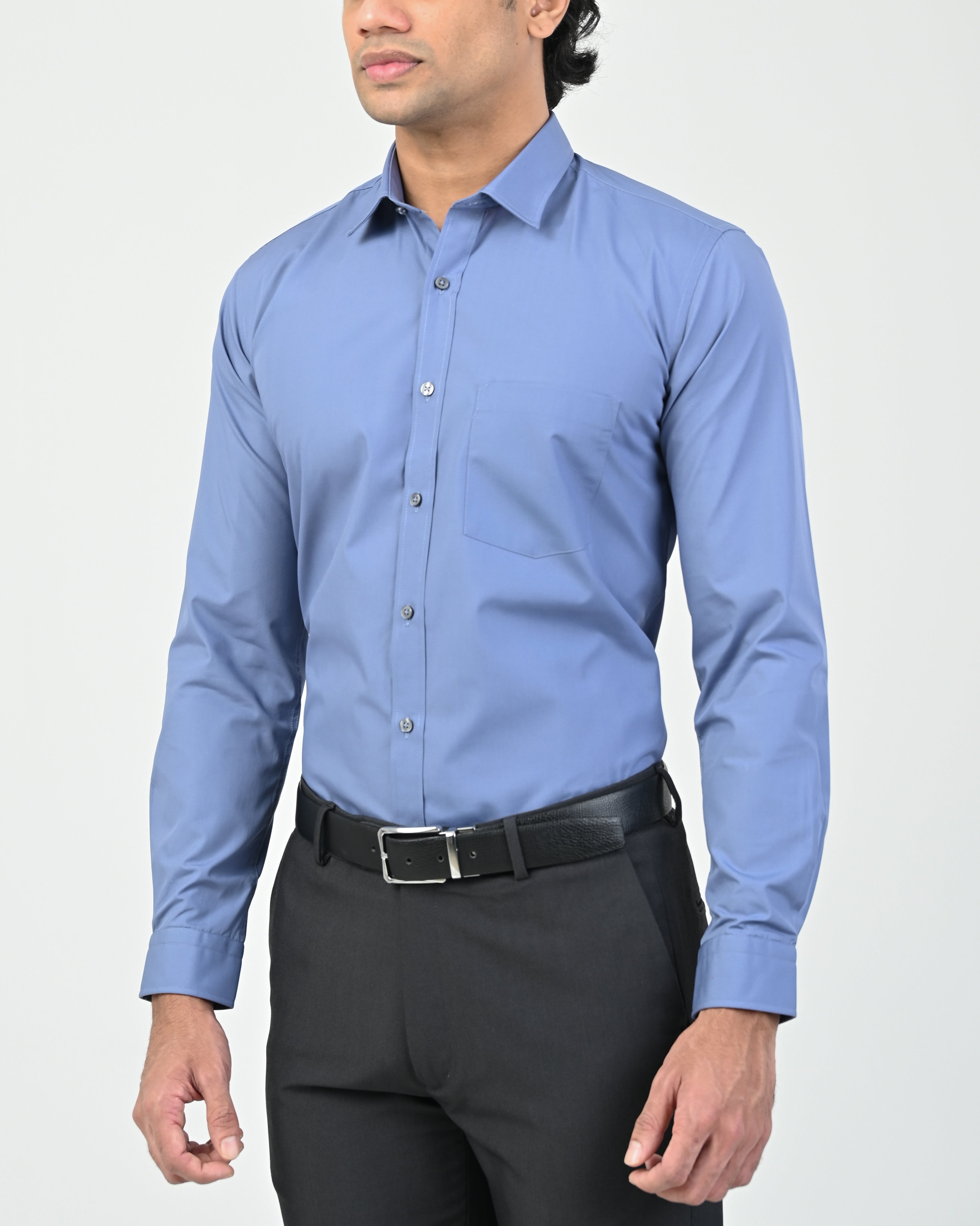 Ebony Formal Slim Fit Long Sleeve Twill Mens Shirt