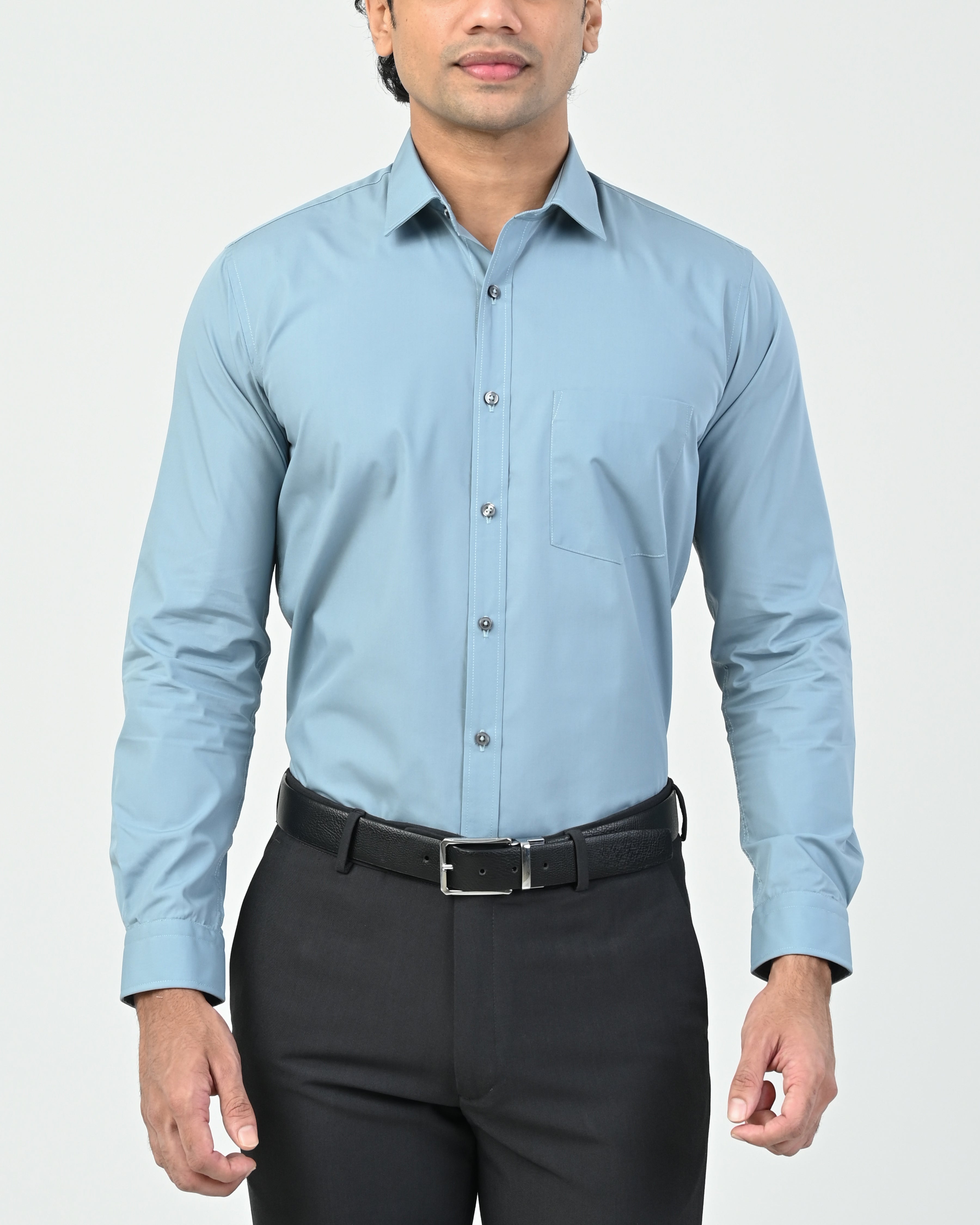 Ebony Formal Slim Fit Long Sleeve Twill Mens Shirt
