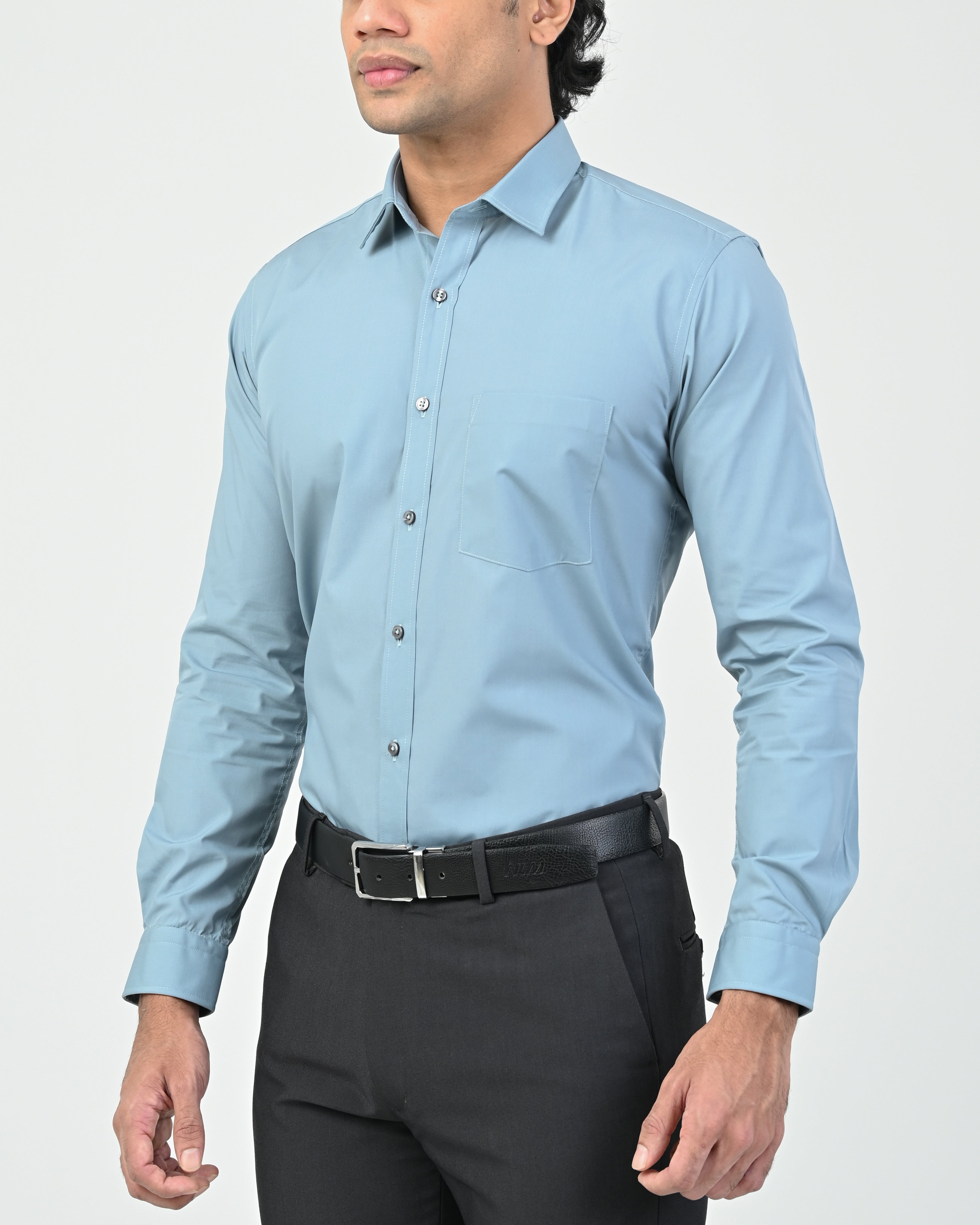 Ebony Formal Slim Fit Long Sleeve Twill Mens Shirt