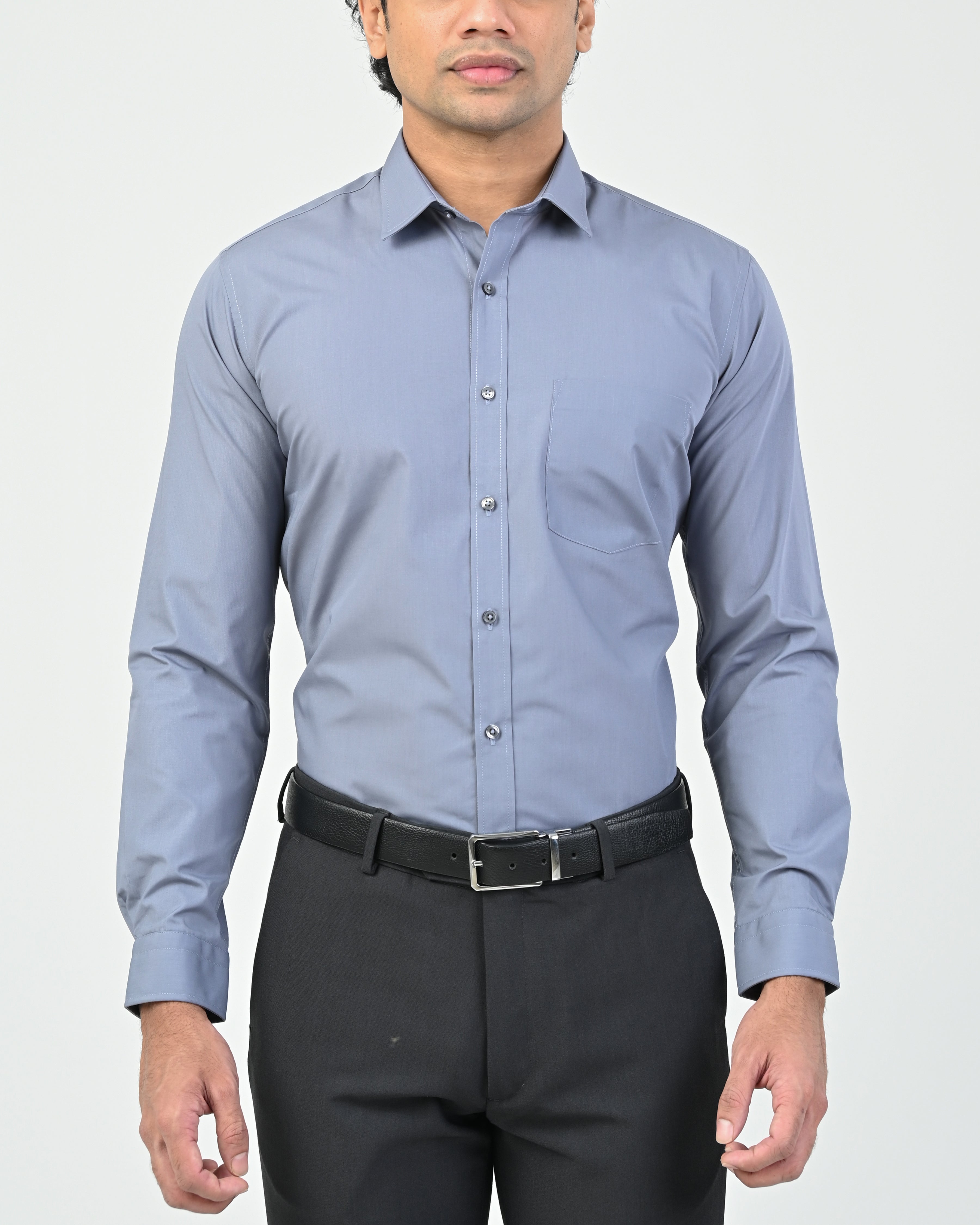 Ebony Formal Slim Fit Long Sleeve Twill Mens Shirt