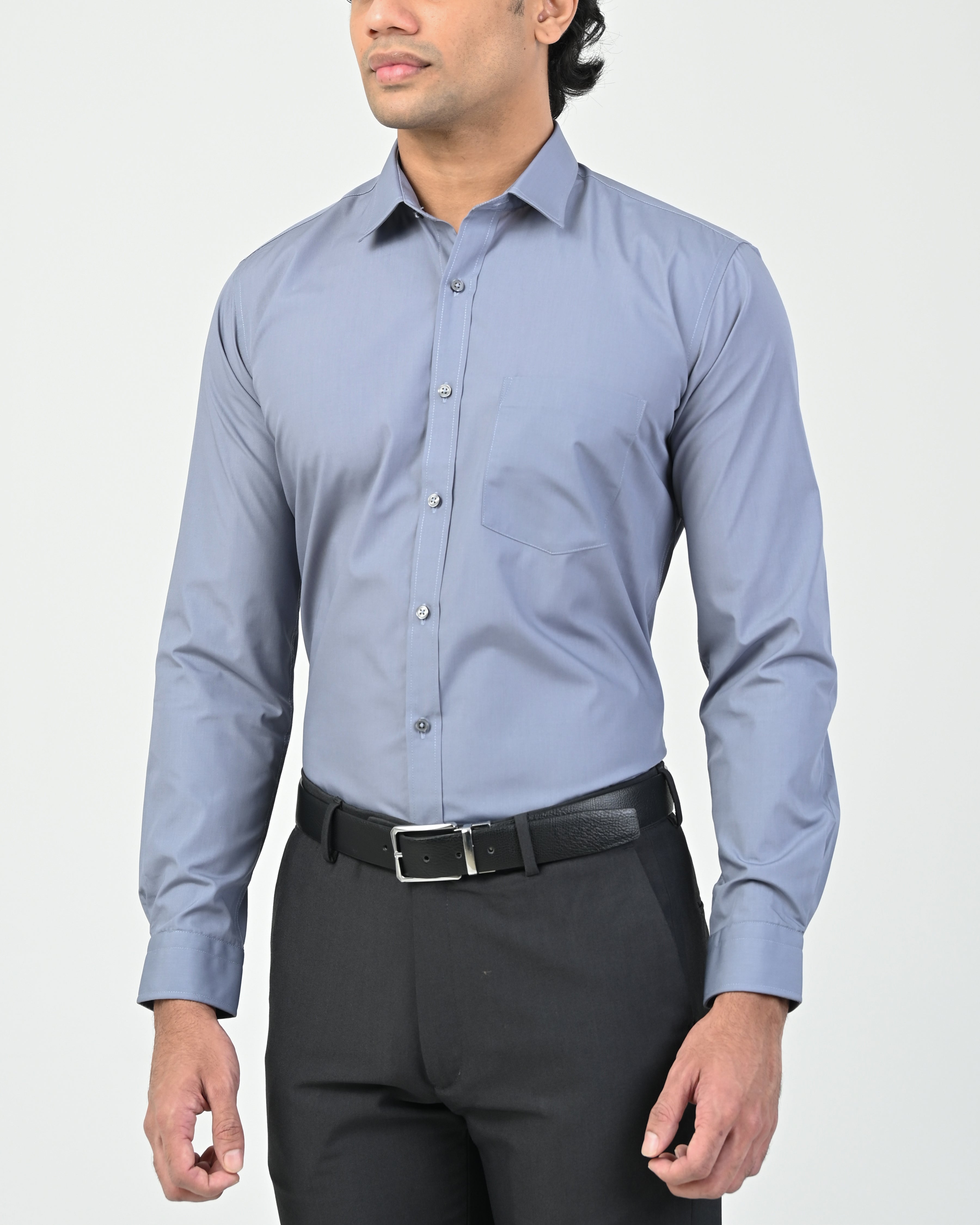 Ebony Formal Slim Fit Long Sleeve Twill Mens Shirt