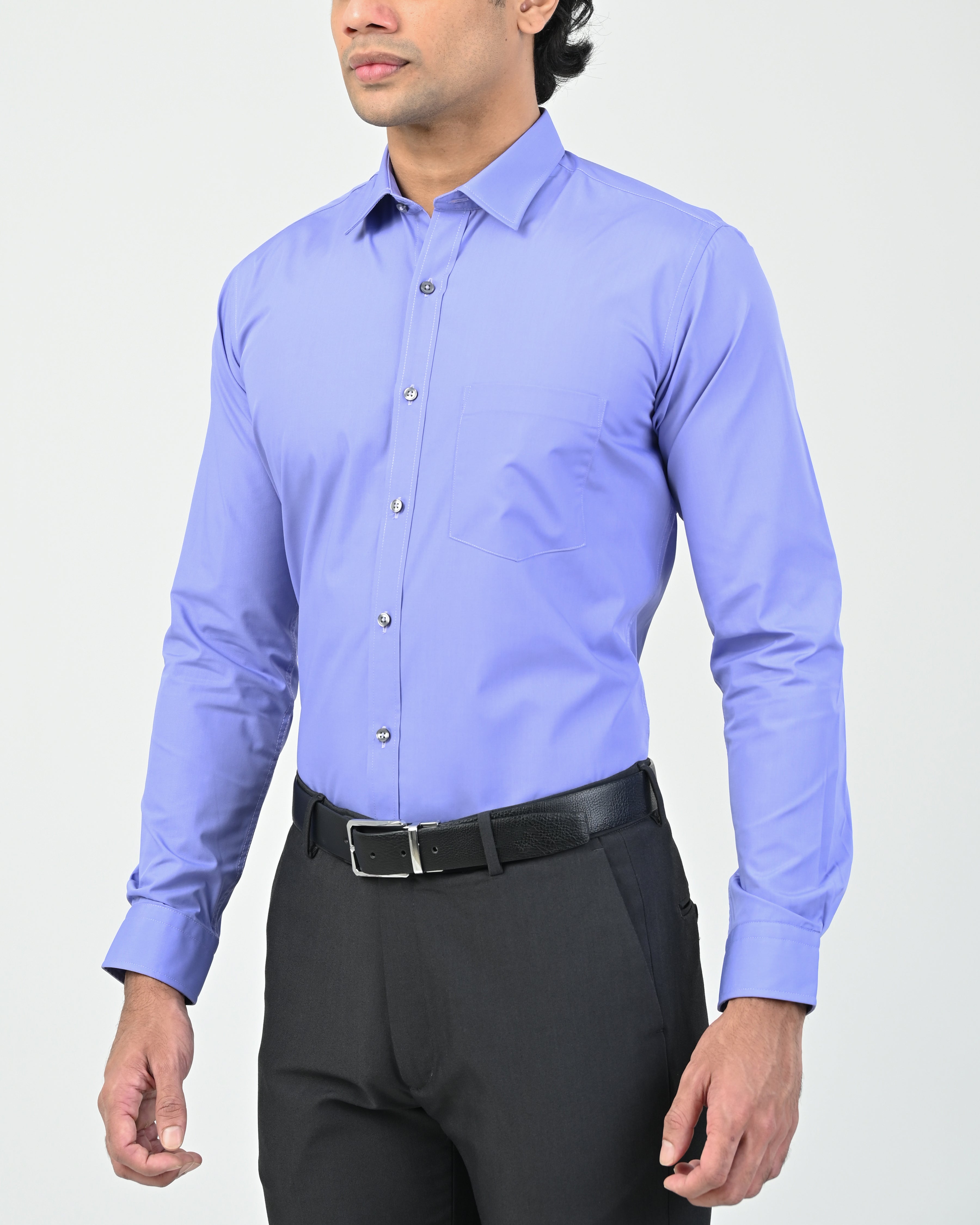 Ebony Formal Slim Fit Long Sleeve Twill Mens Shirt
