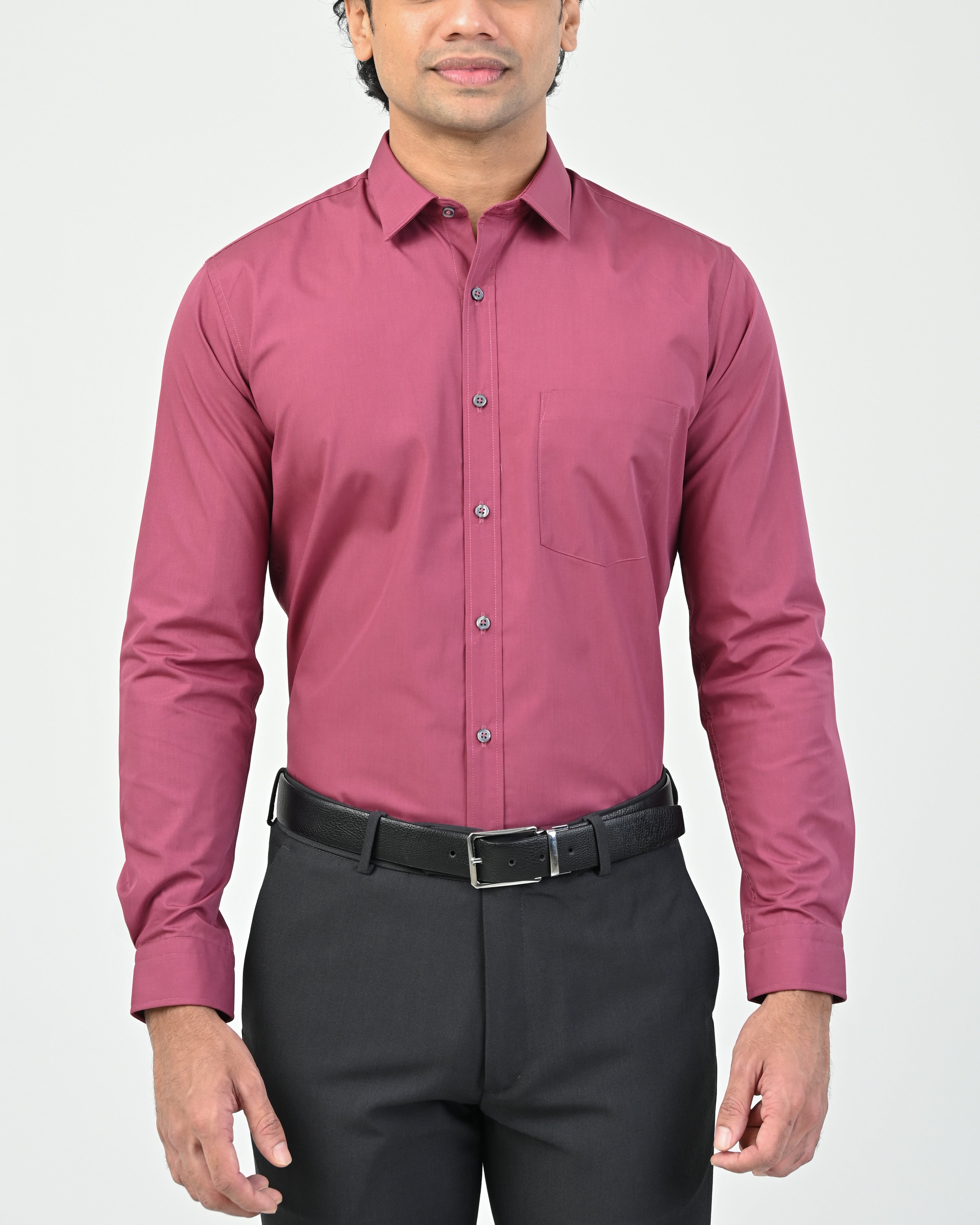 Ebony Formal Slim Fit Long Sleeve Twill Mens Shirt