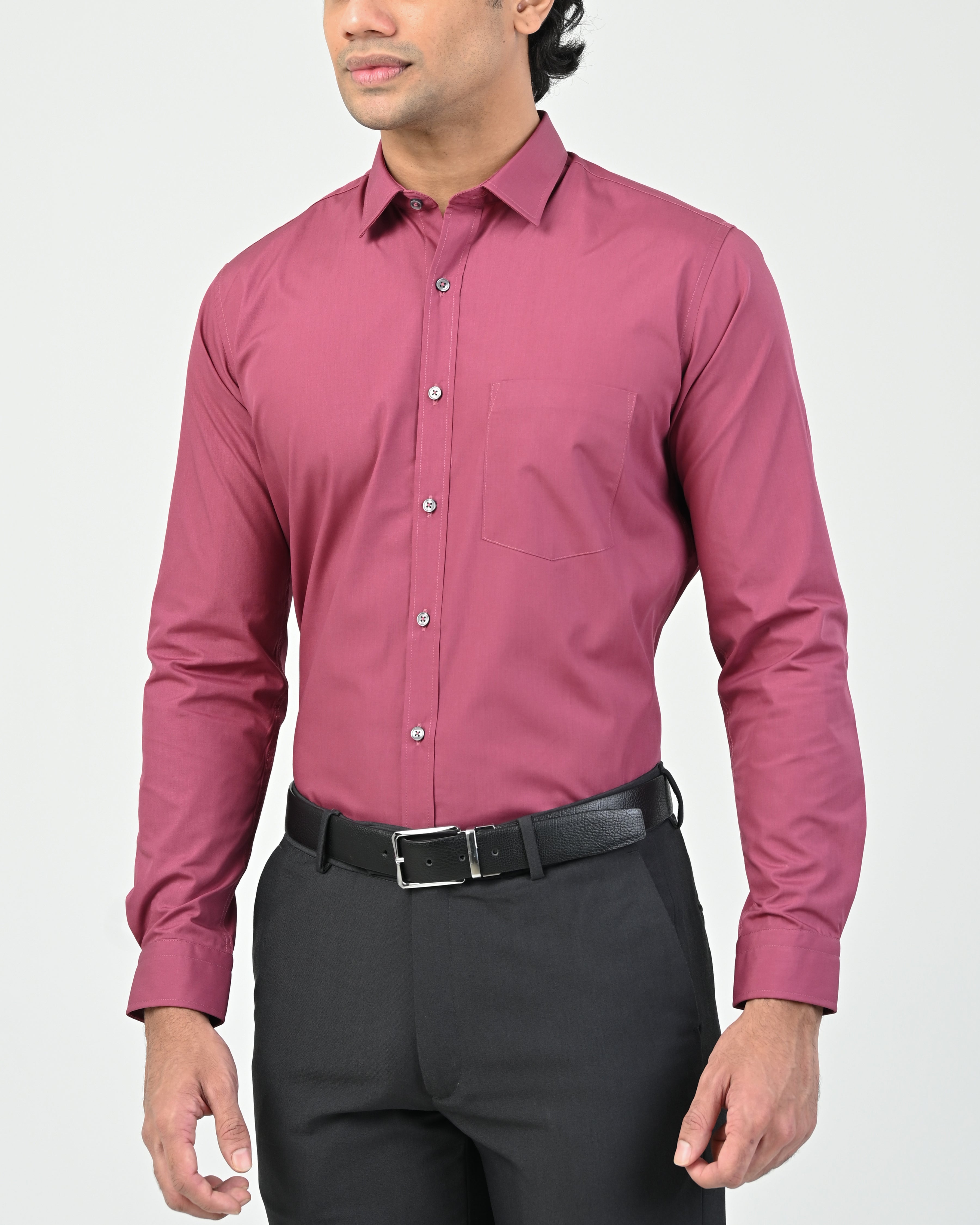 Ebony Formal Slim Fit Long Sleeve Twill Mens Shirt