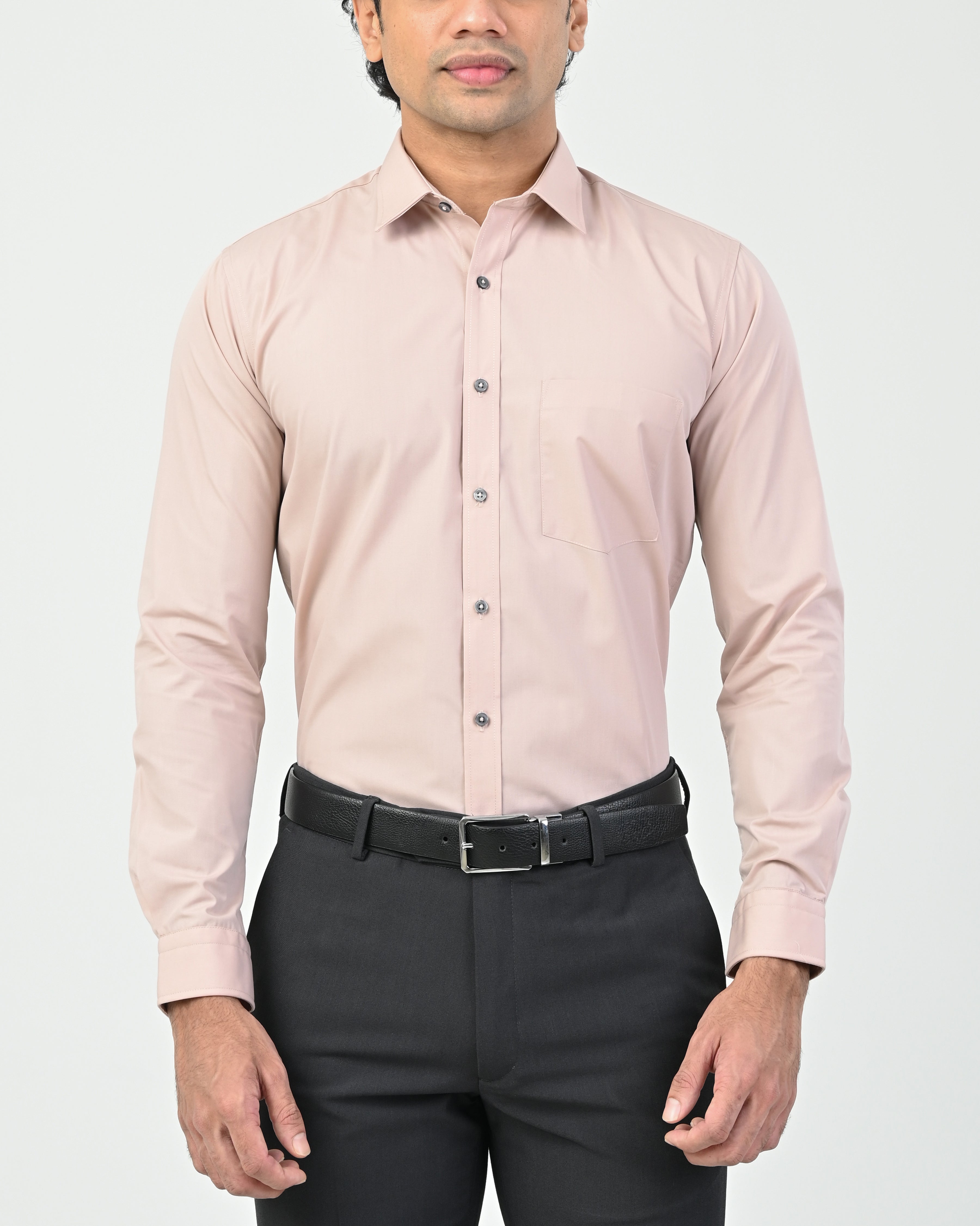 Ebony Formal Slim Fit Long Sleeve Twill Mens Shirt