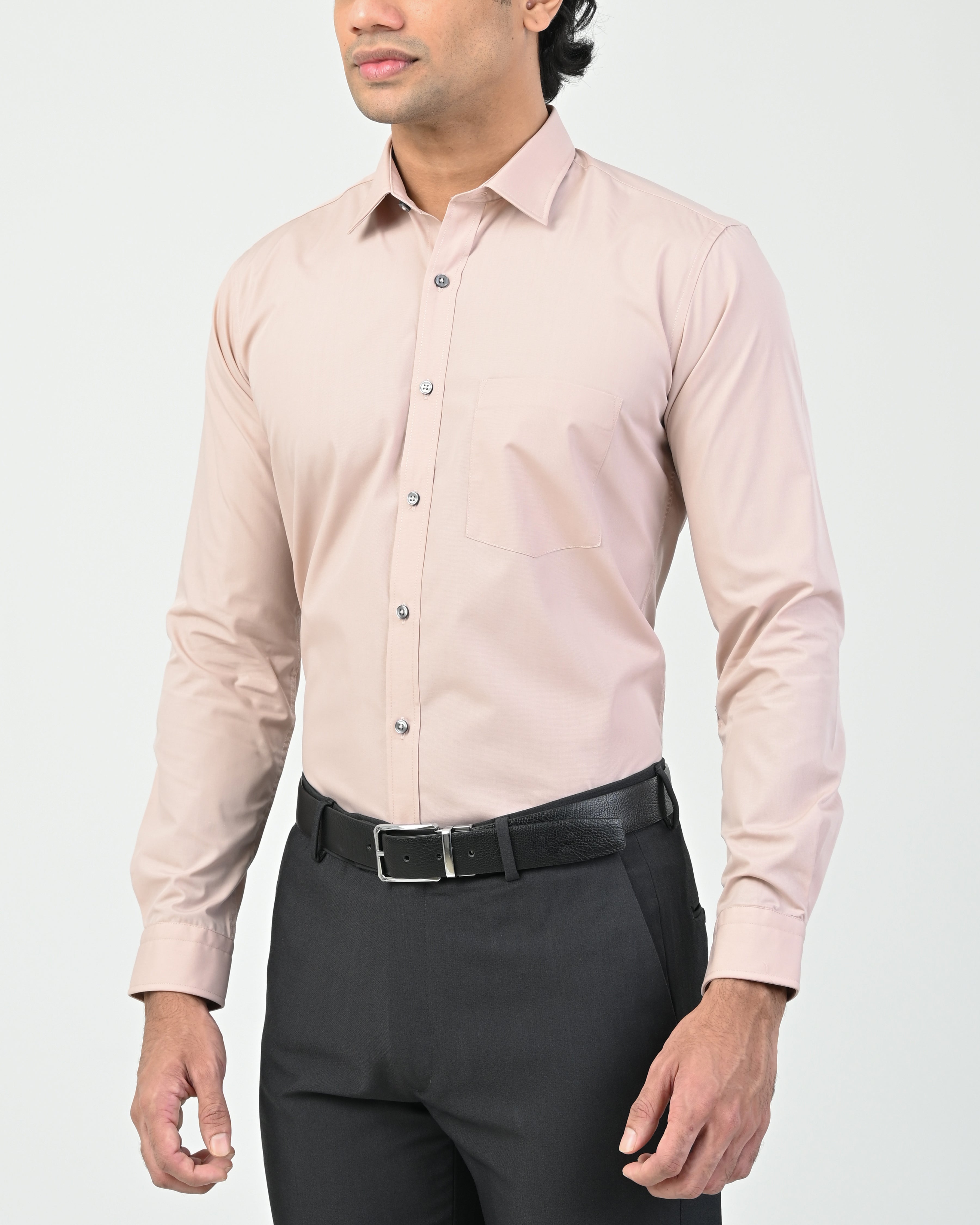 Ebony Formal Slim Fit Long Sleeve Twill Mens Shirt
