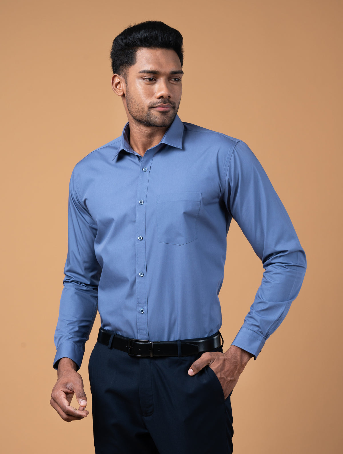 Ebony Formal Slim Fit Long Sleeve Mens Shirt