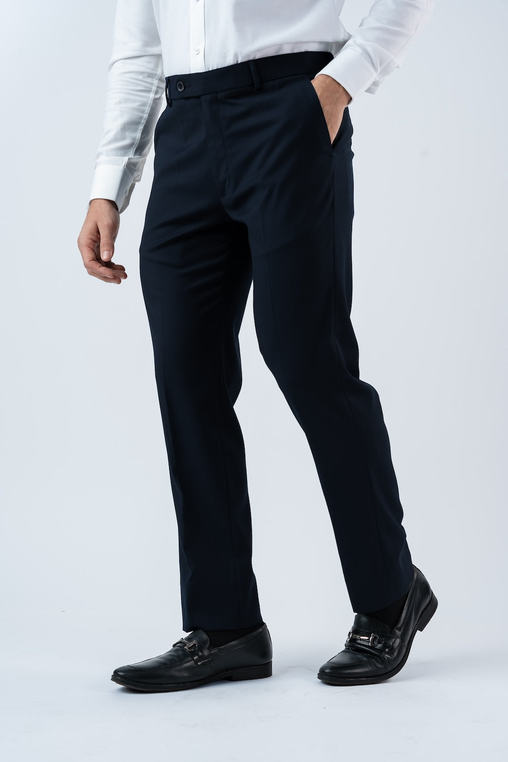 Vantage Blue Auto Flex Blue Ultra Slim Fit Formal Wear Trouser