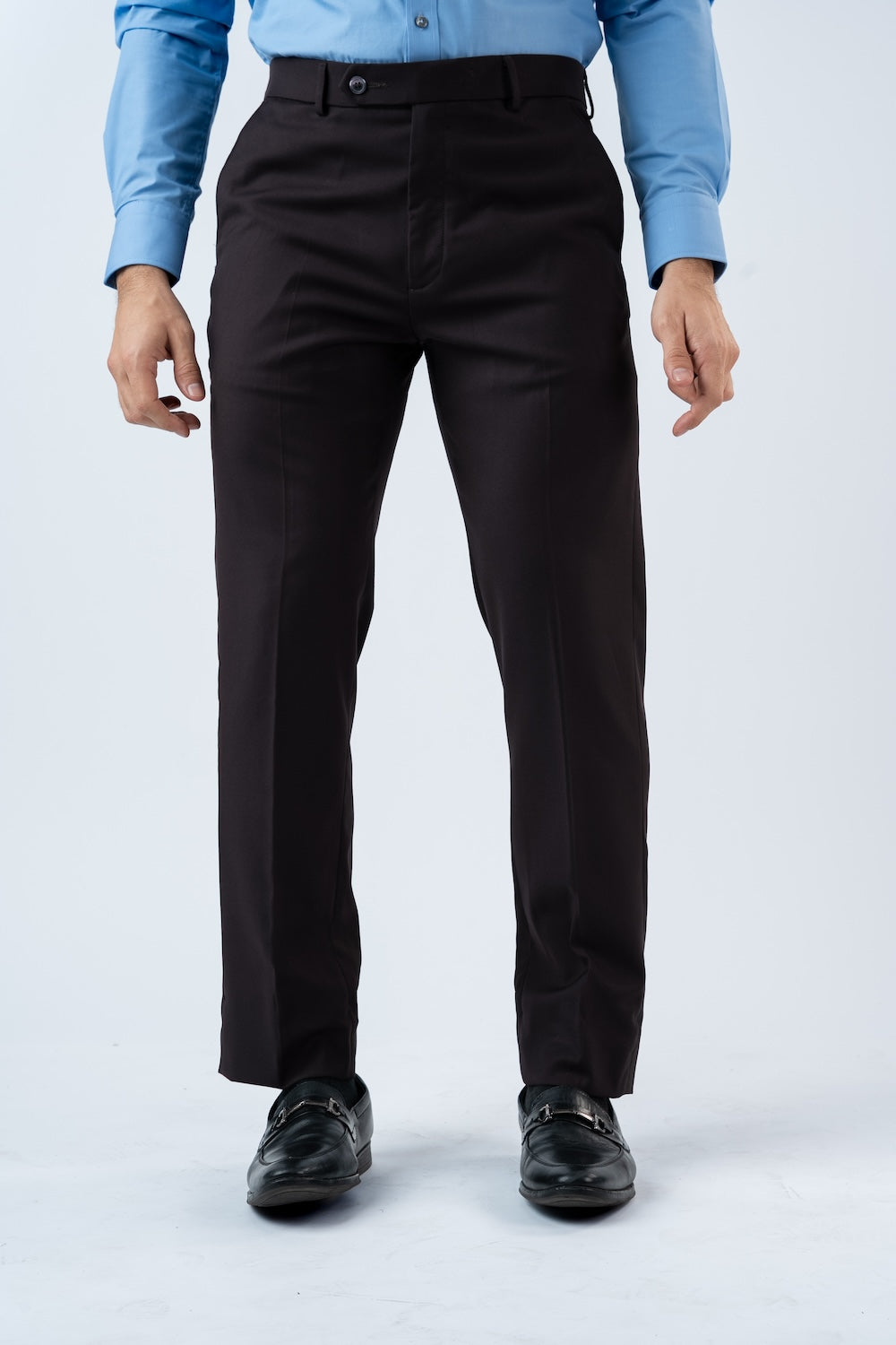 Vantage Blue Auto Flex Brown Ultral Slim Fit Formal Wear Trouser