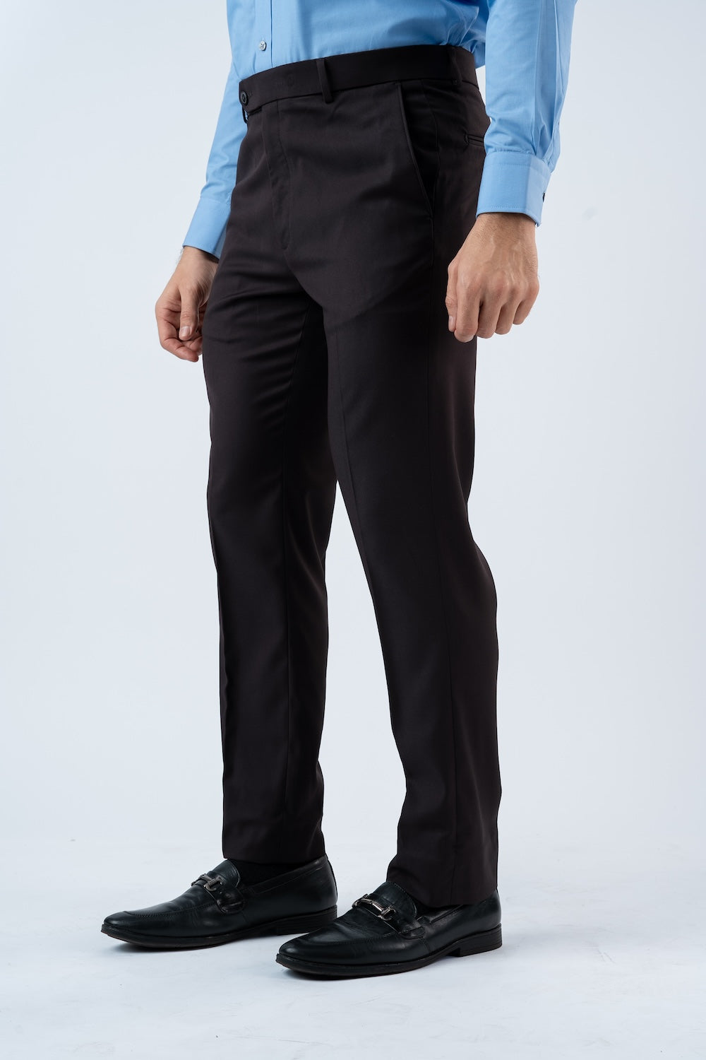 Vantage Blue Auto Flex Brown Ultral Slim Fit Formal Wear Trouser