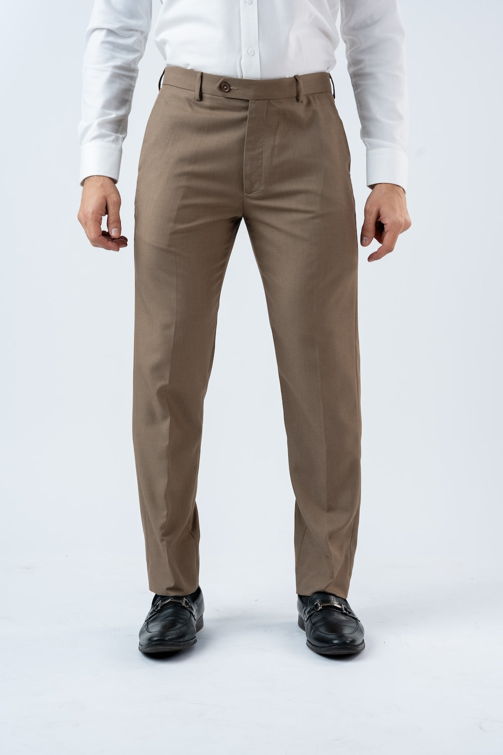 Vantage Mens  Ultra Slim Fit Beige Formal Wear  Trouser