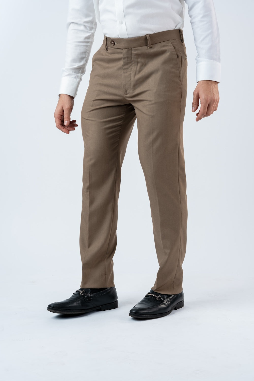 Vantage Mens  Ultra Slim Fit Beige Formal Wear  Trouser