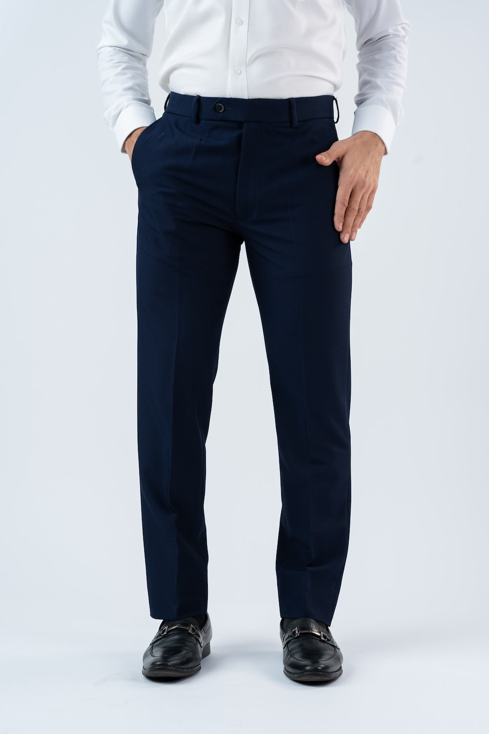 Vantage Mens  Ultra Slim Fit Blue Formal Wear  Trouser